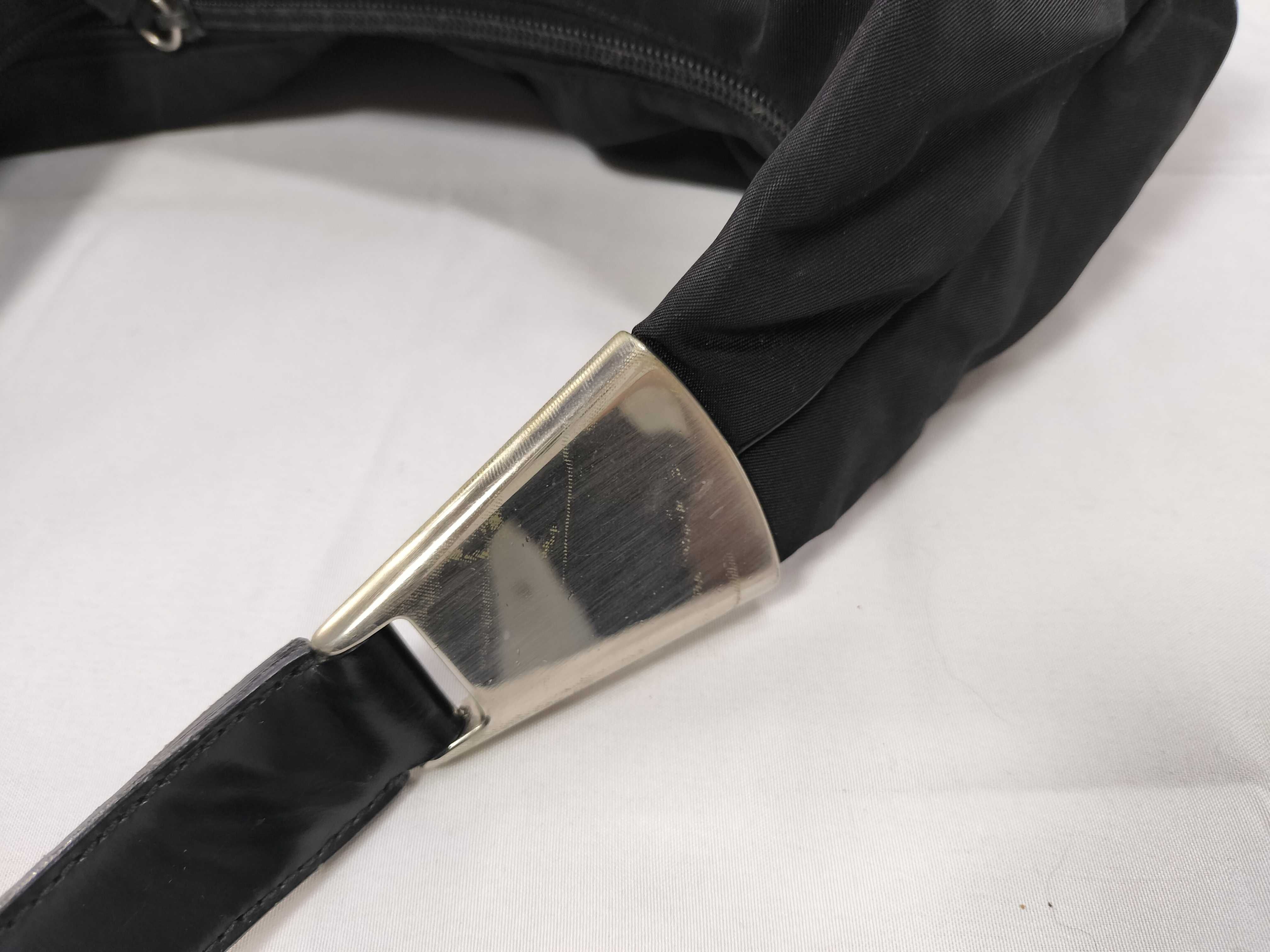 Nylon x Leather Logo Hardware Shoulder Bag — view 5
