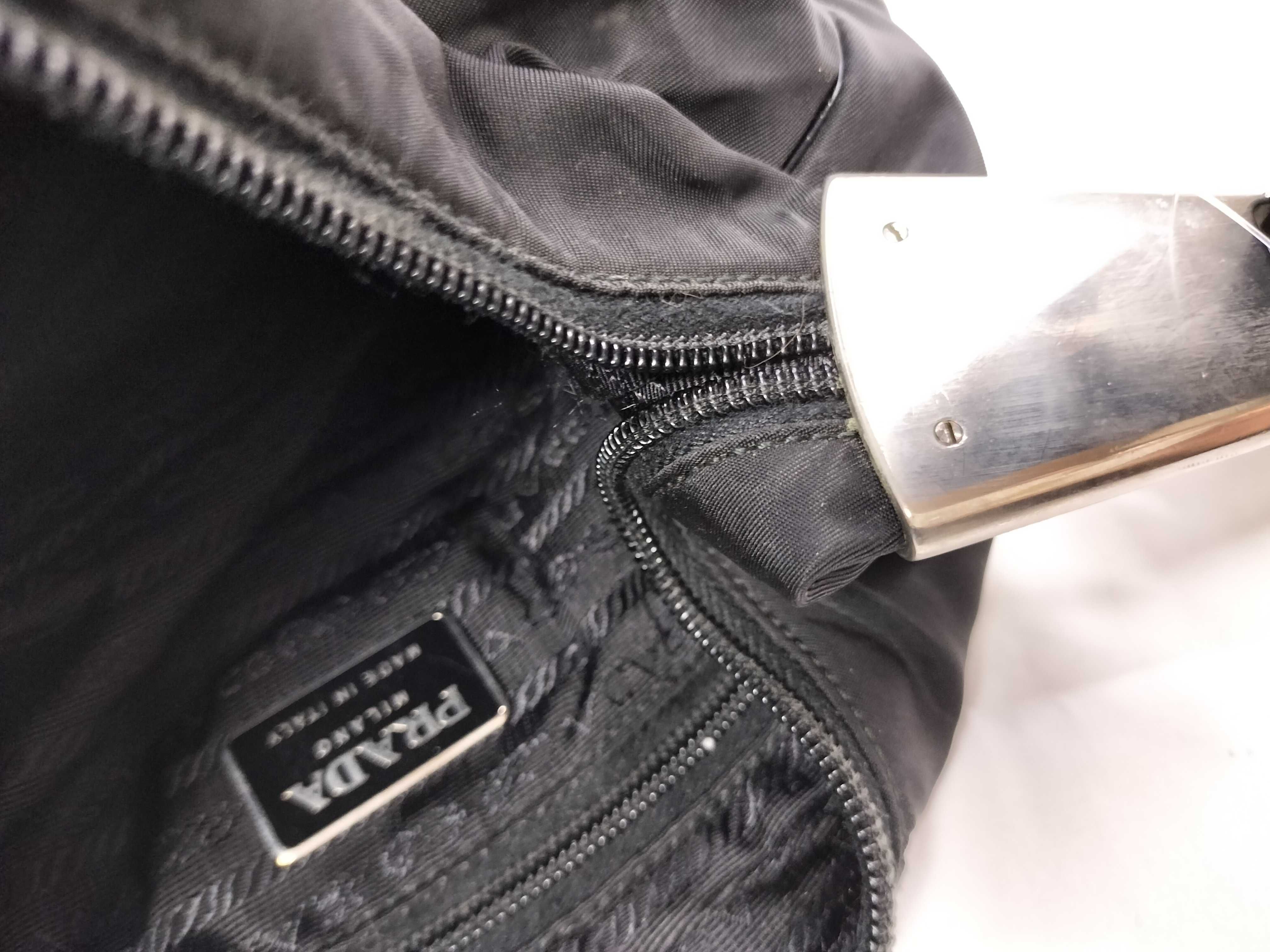 Nylon x Leather Logo Hardware Shoulder Bag — view 9
