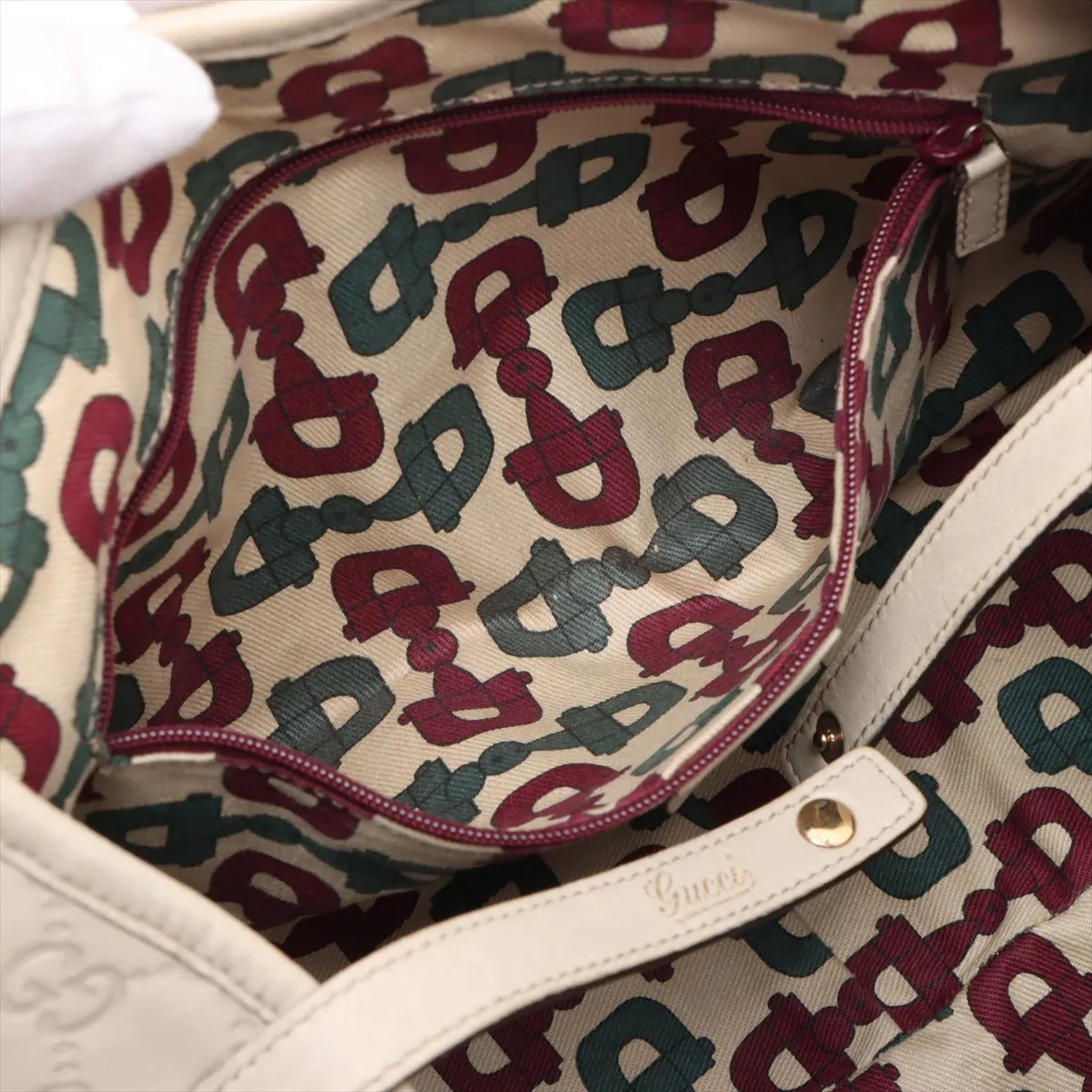 Guccisima Abbey Leather Tote Bag Beige 130736 — view 8