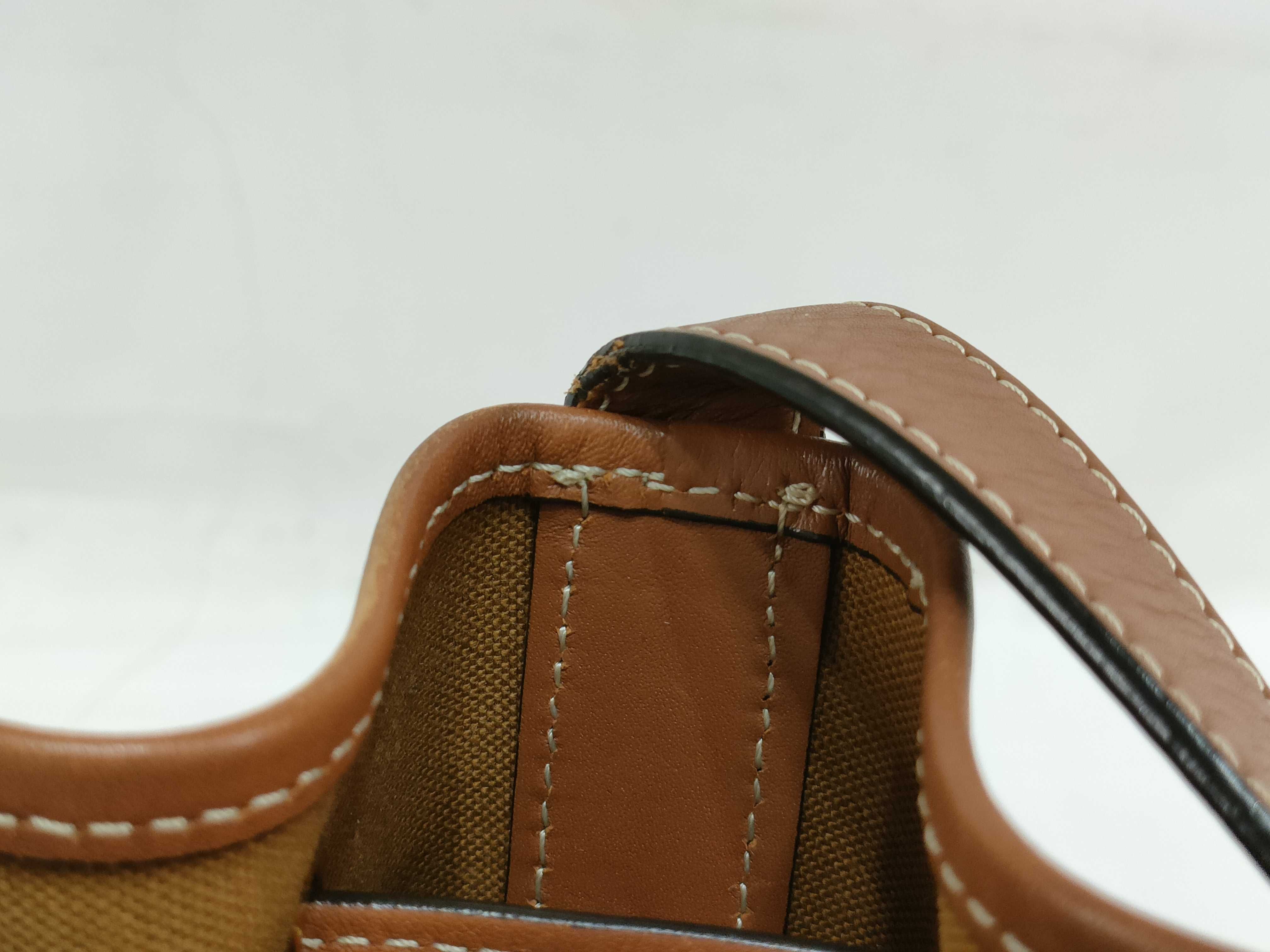 Triomphe Small Drawstring Bag, PVC x Leather Shoulder Bag, Black x Brown — view 13