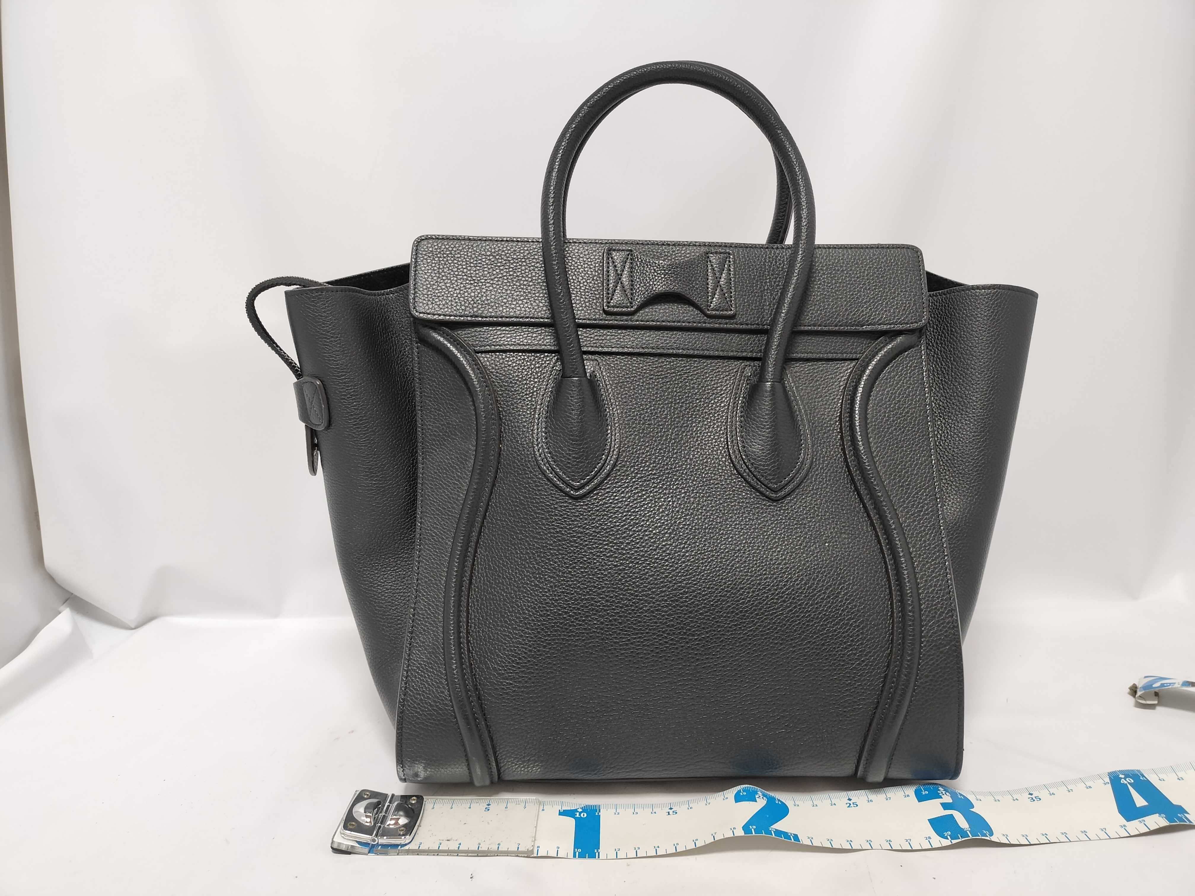 Luggage Mini Shopper Leather Handbag, Black — view 2