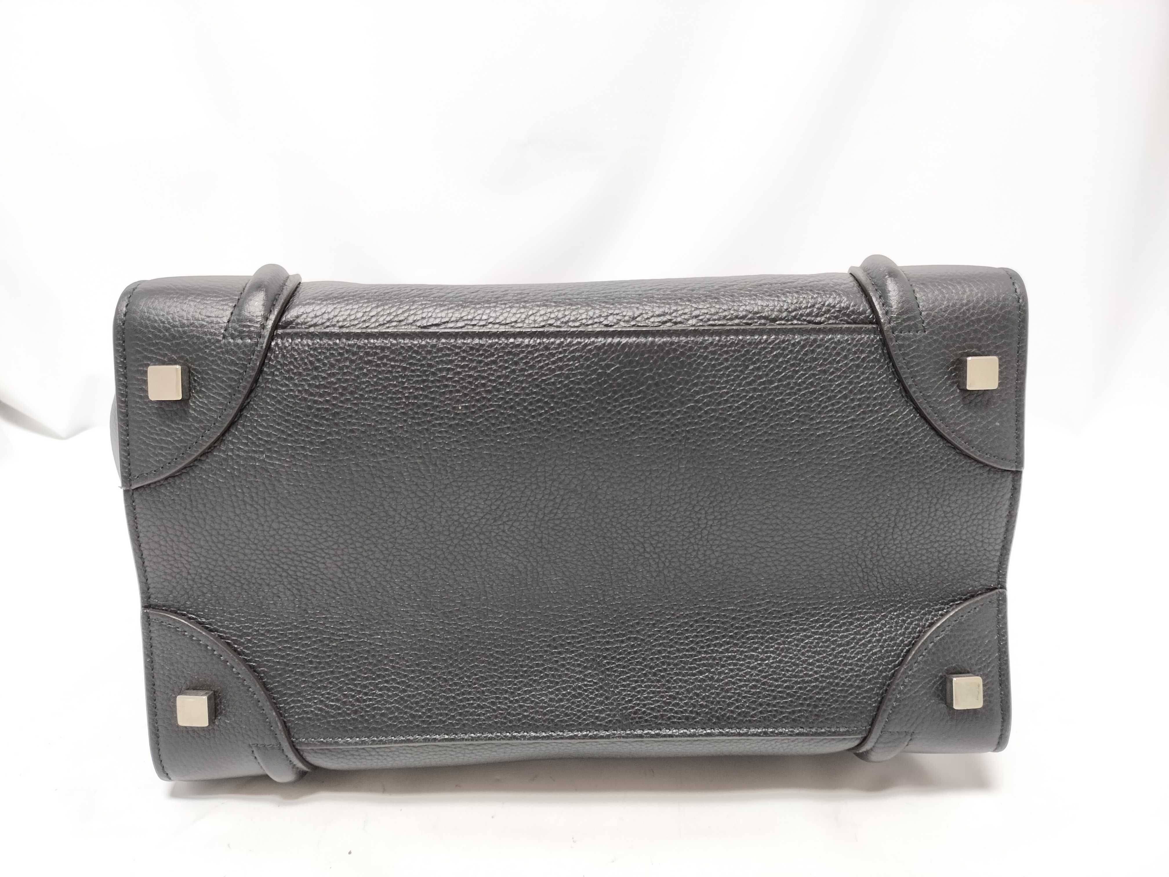 Luggage Mini Shopper Leather Handbag, Black — view 7