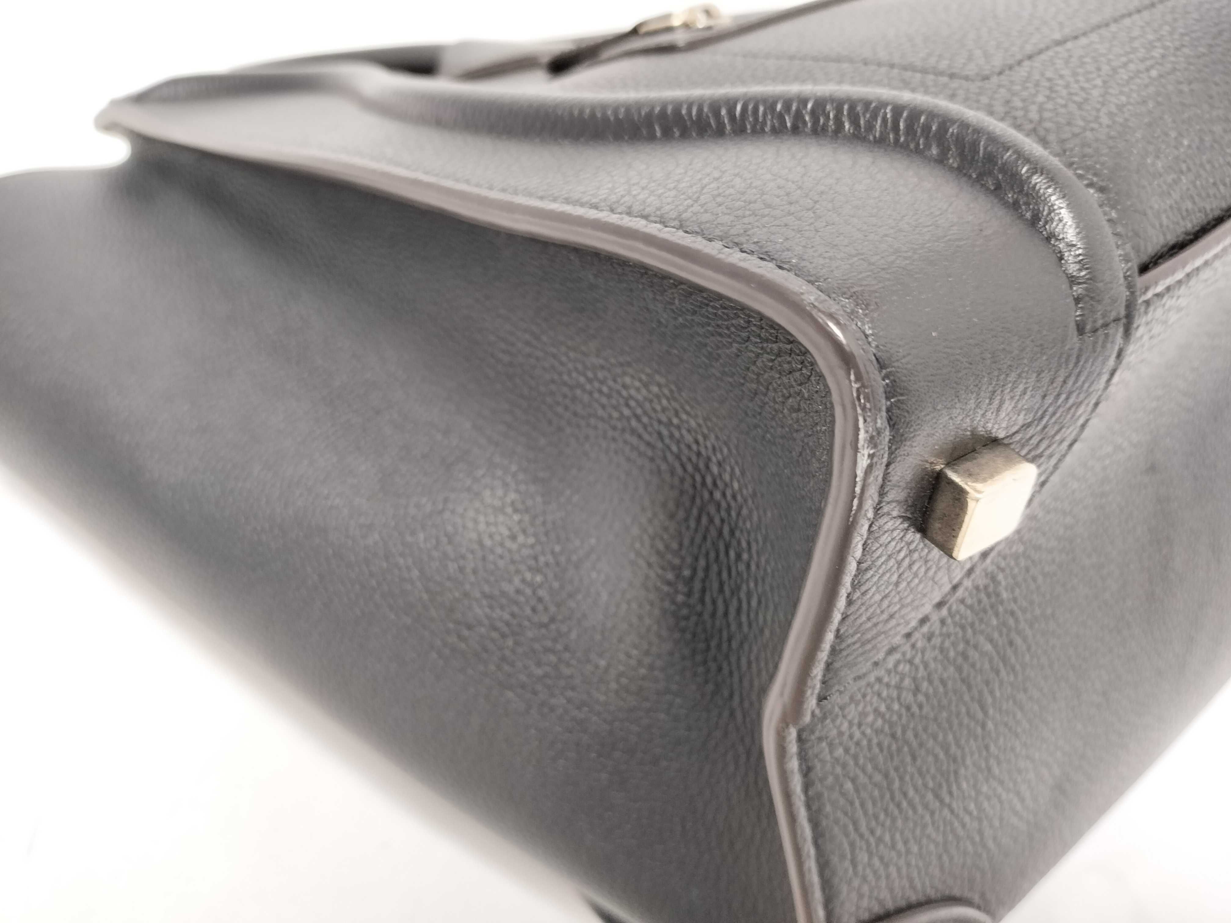 Luggage Mini Shopper Leather Handbag, Black — view 8