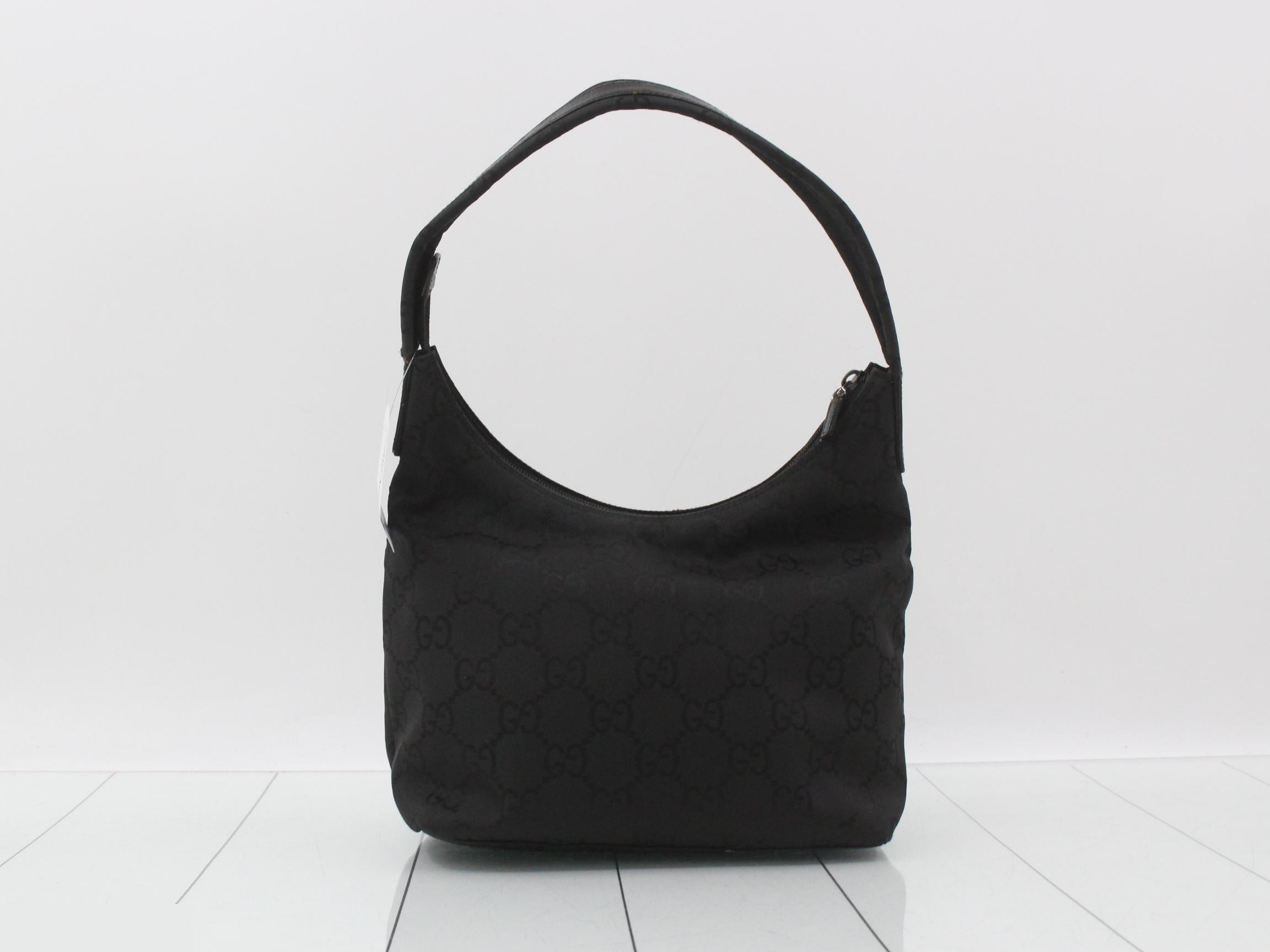 Canvas One-Shoulder Bag, Black, 001-3386 — view 2