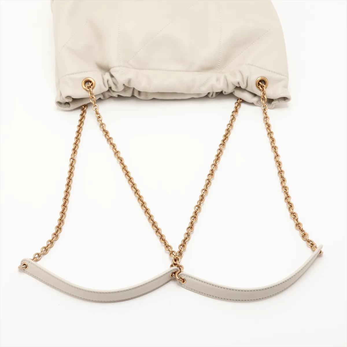 Jamie Leather Chain Shoulder Bag, Beige, 781666 — view 5
