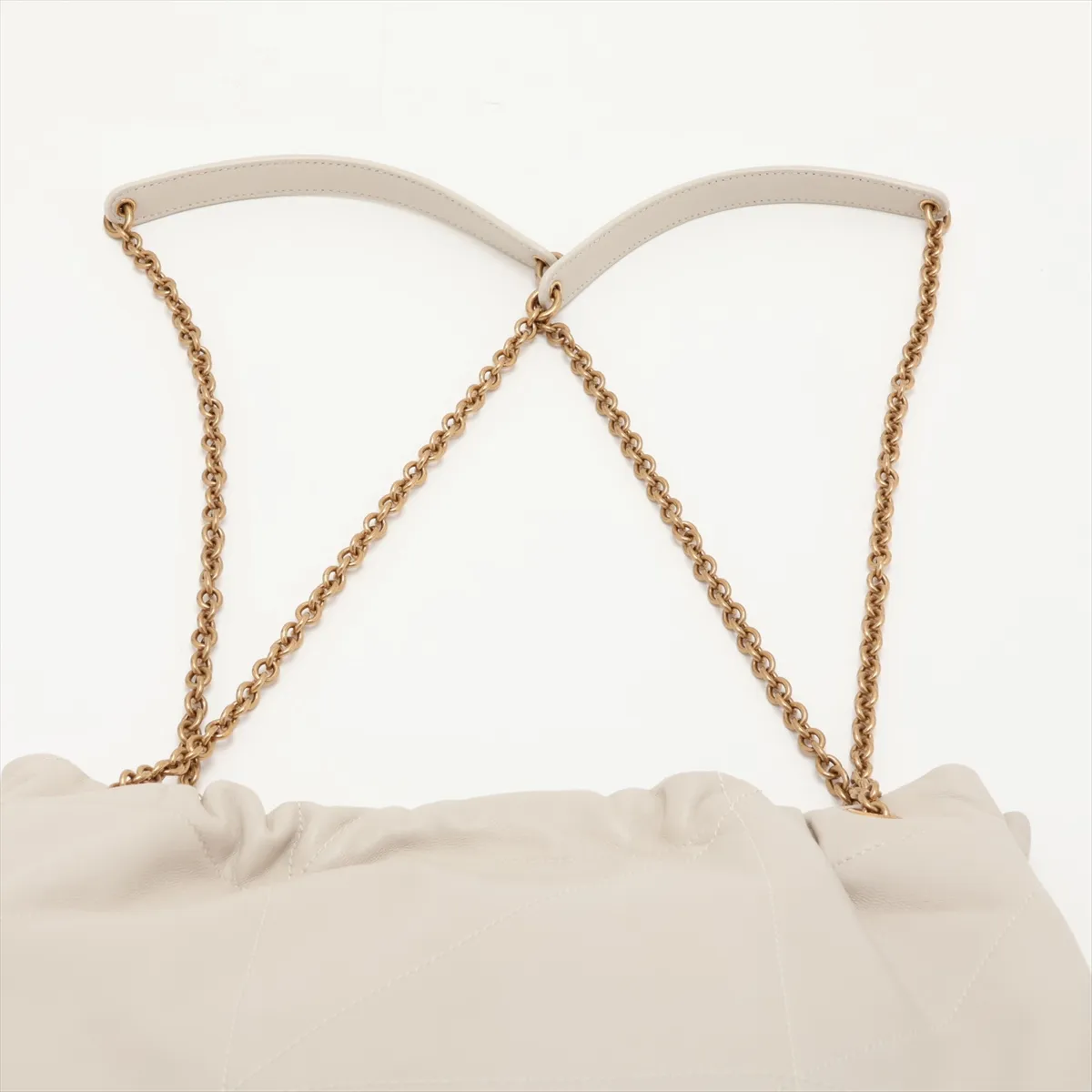Jamie Leather Chain Shoulder Bag, Beige, 781666 — view 6