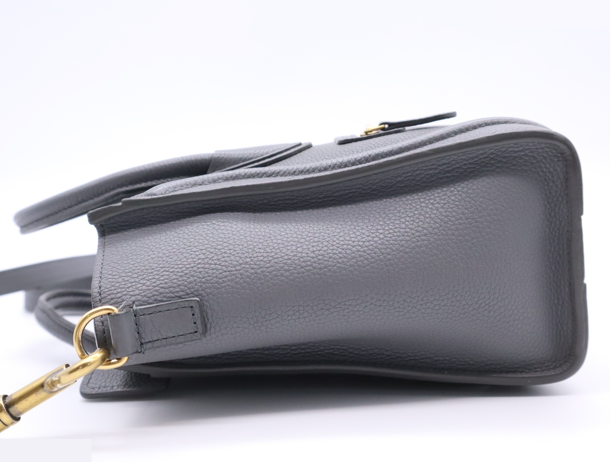 Leather luggage nano handbag gray GD metal fittings — view 3