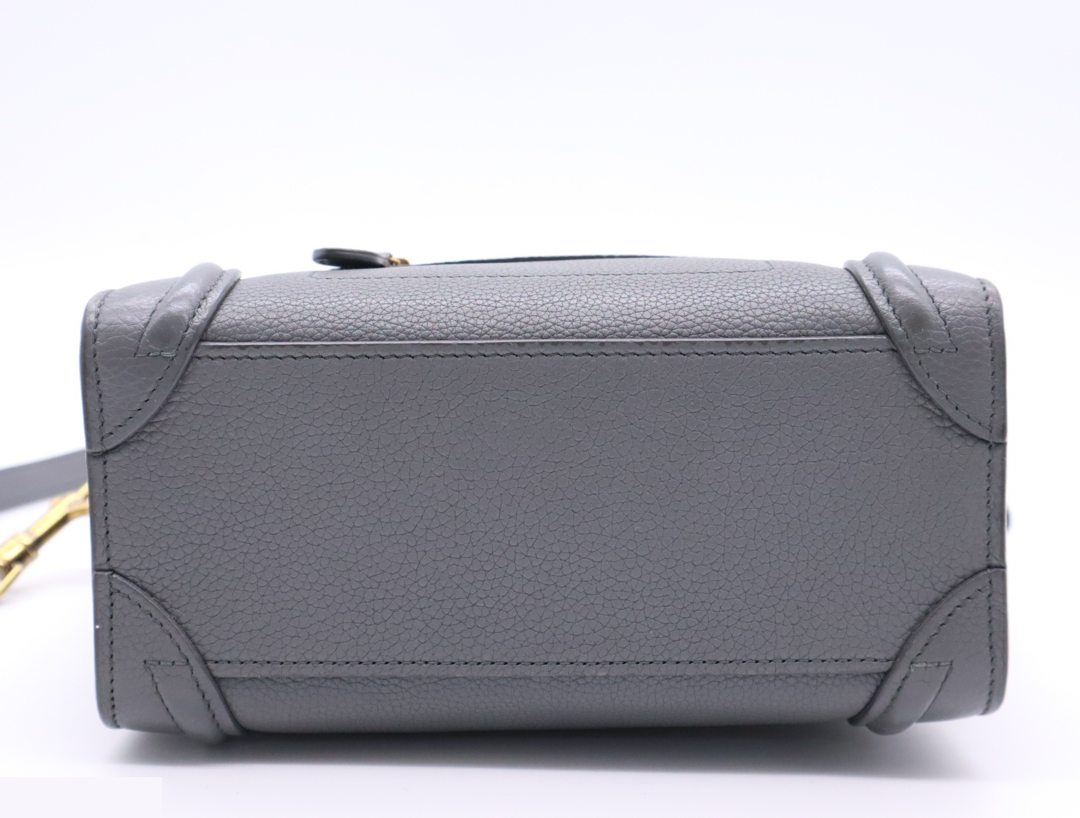 Leather luggage nano handbag gray GD metal fittings — view 4