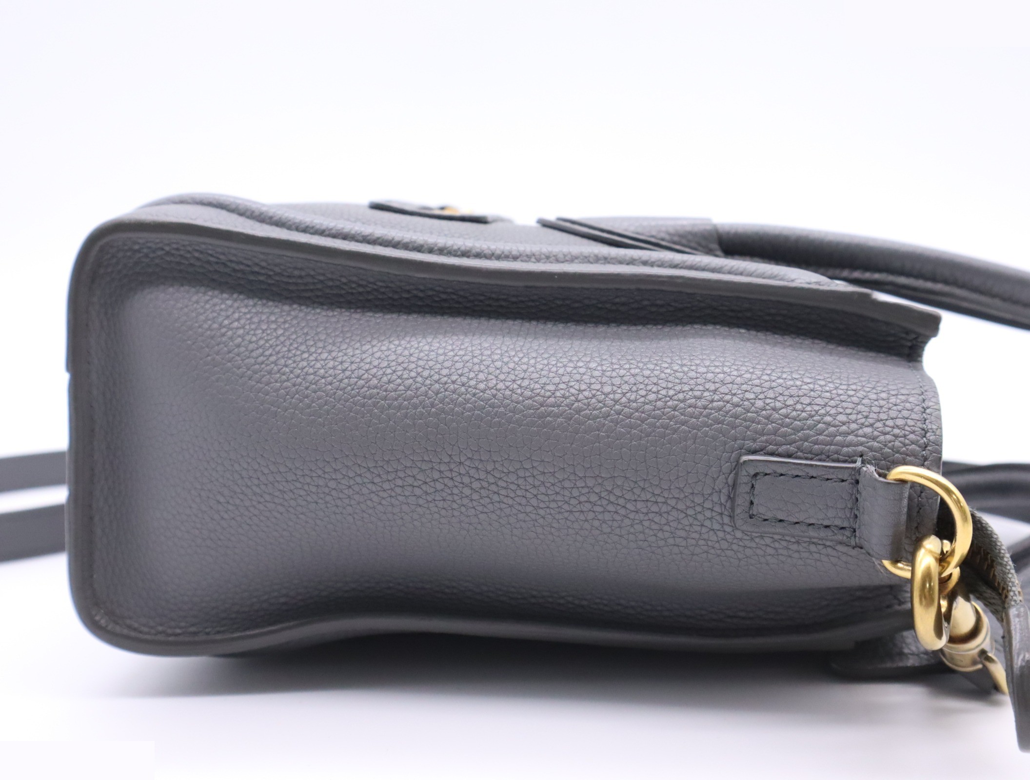Leather luggage nano handbag gray GD metal fittings — view 5