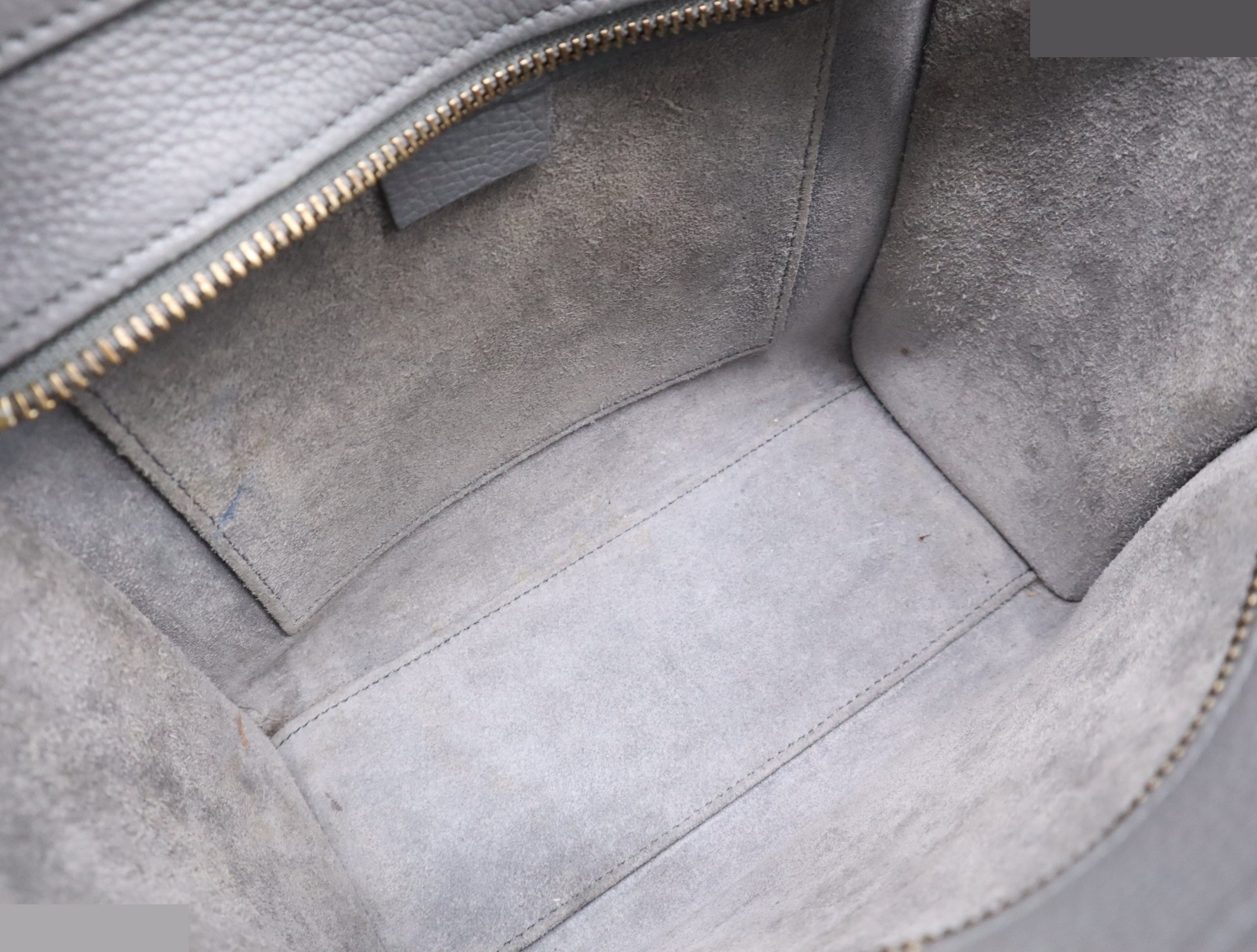 Leather luggage nano handbag gray GD metal fittings — view 8