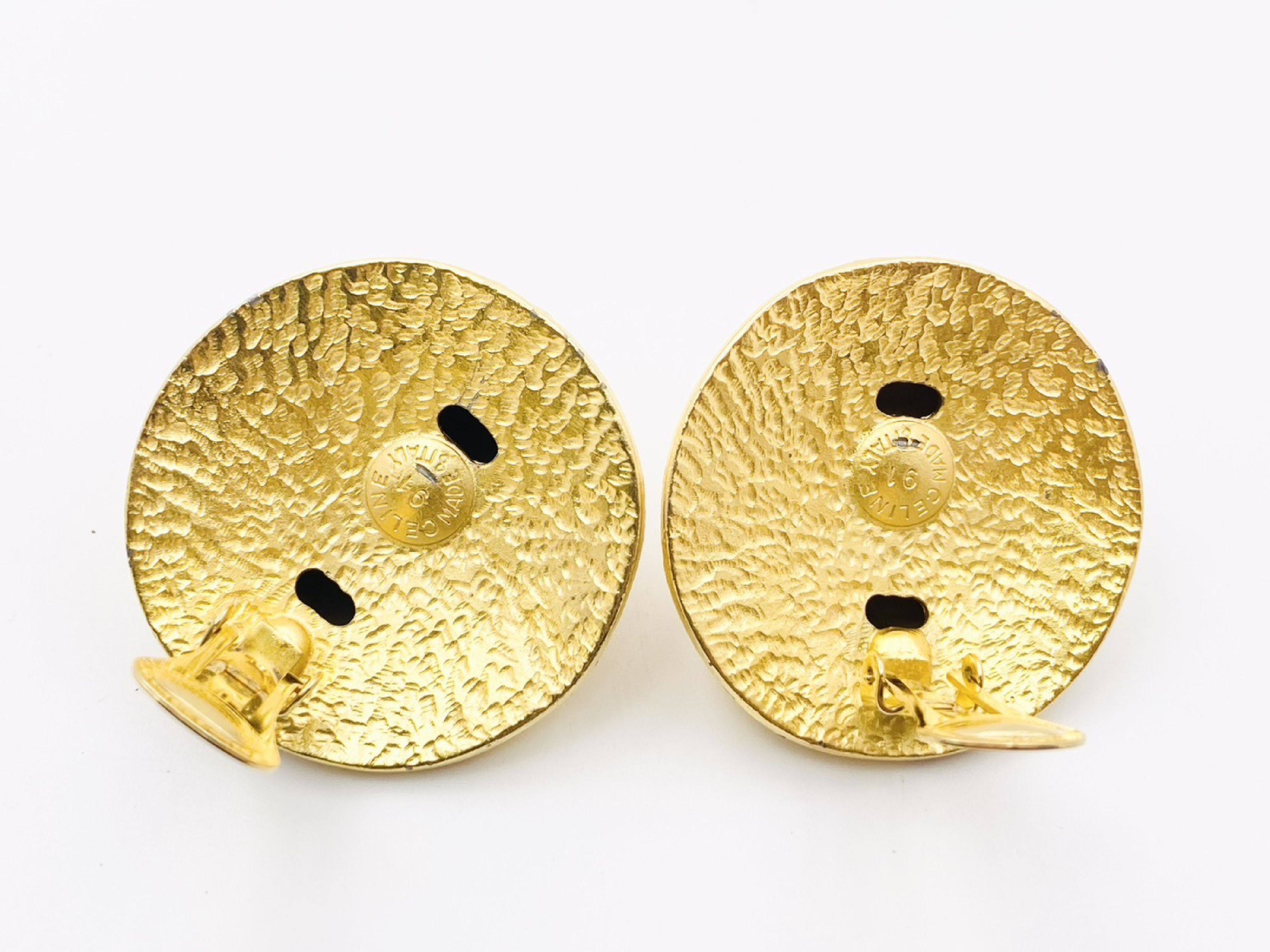 Starball Arc de Triomphe Round Earrings, Gold, Large, Old Vintage Earrings — view 3