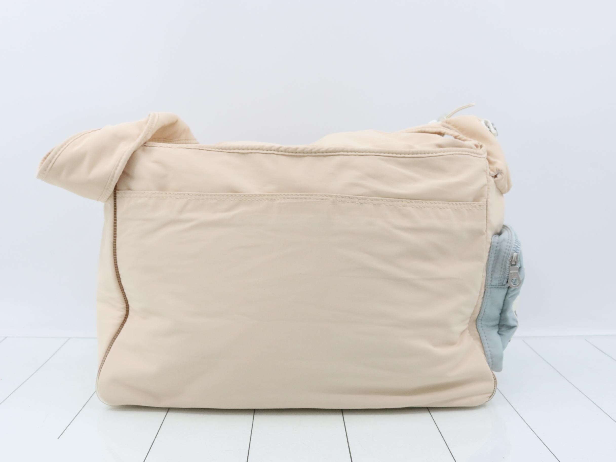 Sports line shoulder bag, nylon, silver hardware, pink beige × — view 2