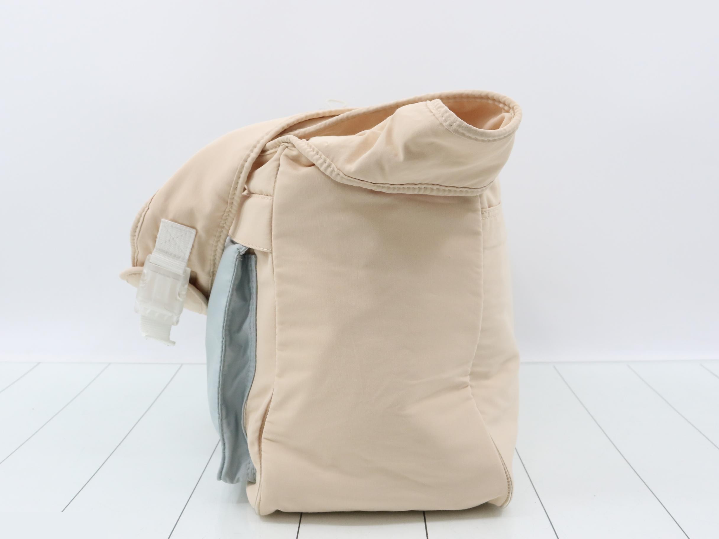 Sports line shoulder bag, nylon, silver hardware, pink beige × — view 3