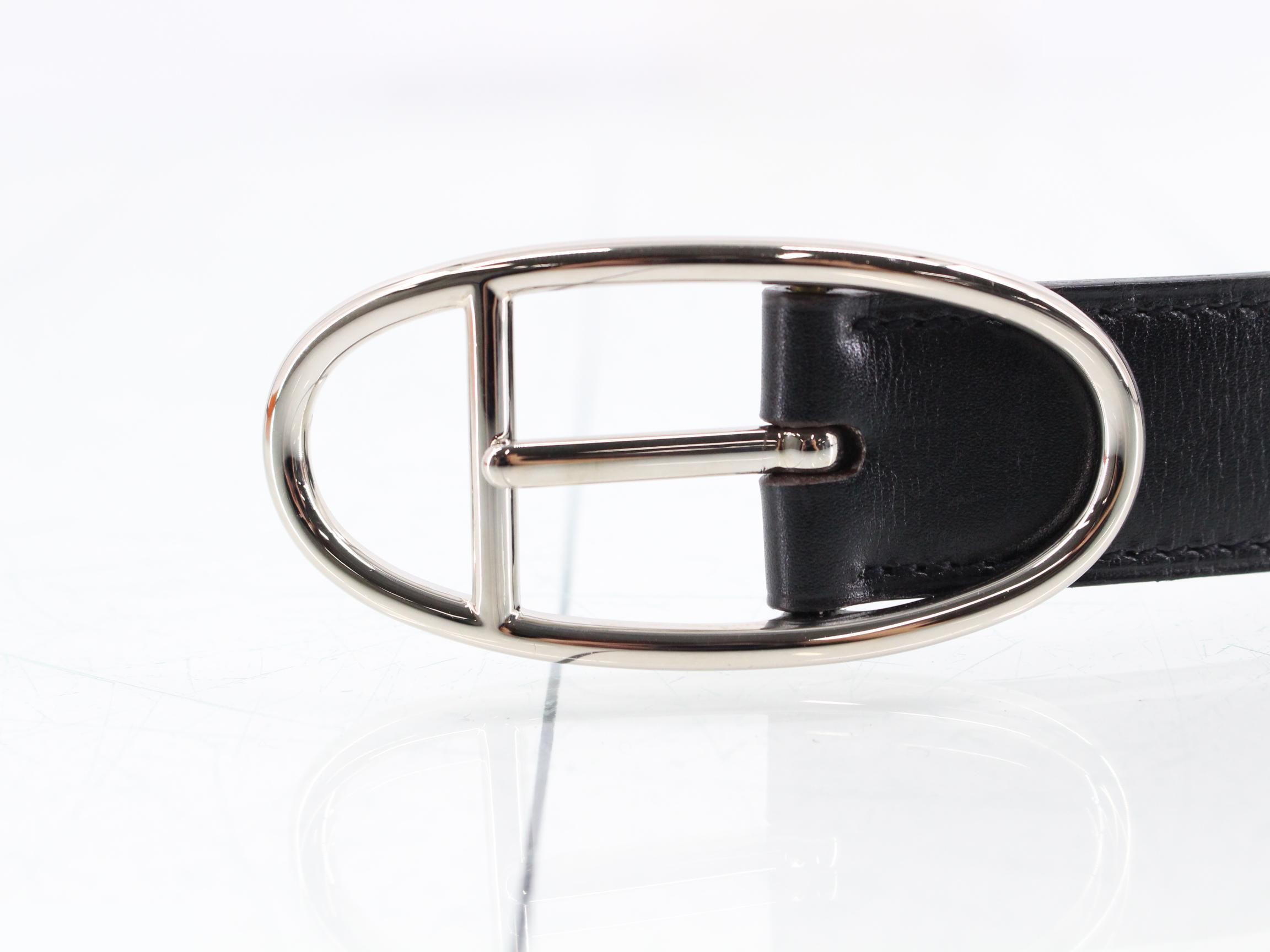 Leather belt with silver hardware, reversible. — view 3