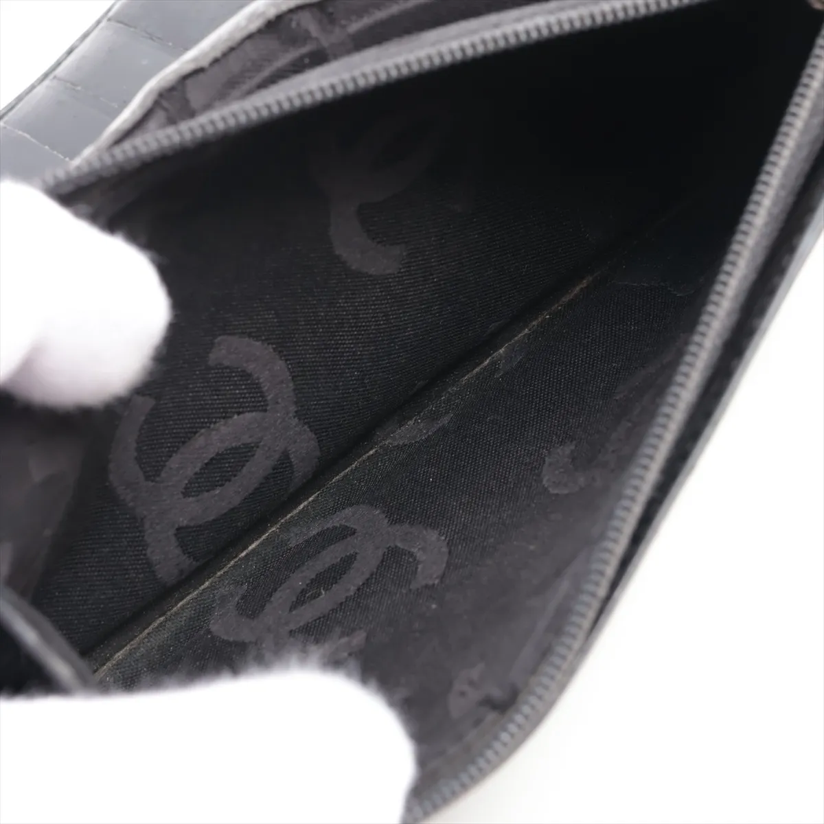 Cambon Line Lambskin Long Wallet, Black, Silver Hardware, 13323014 — view 7