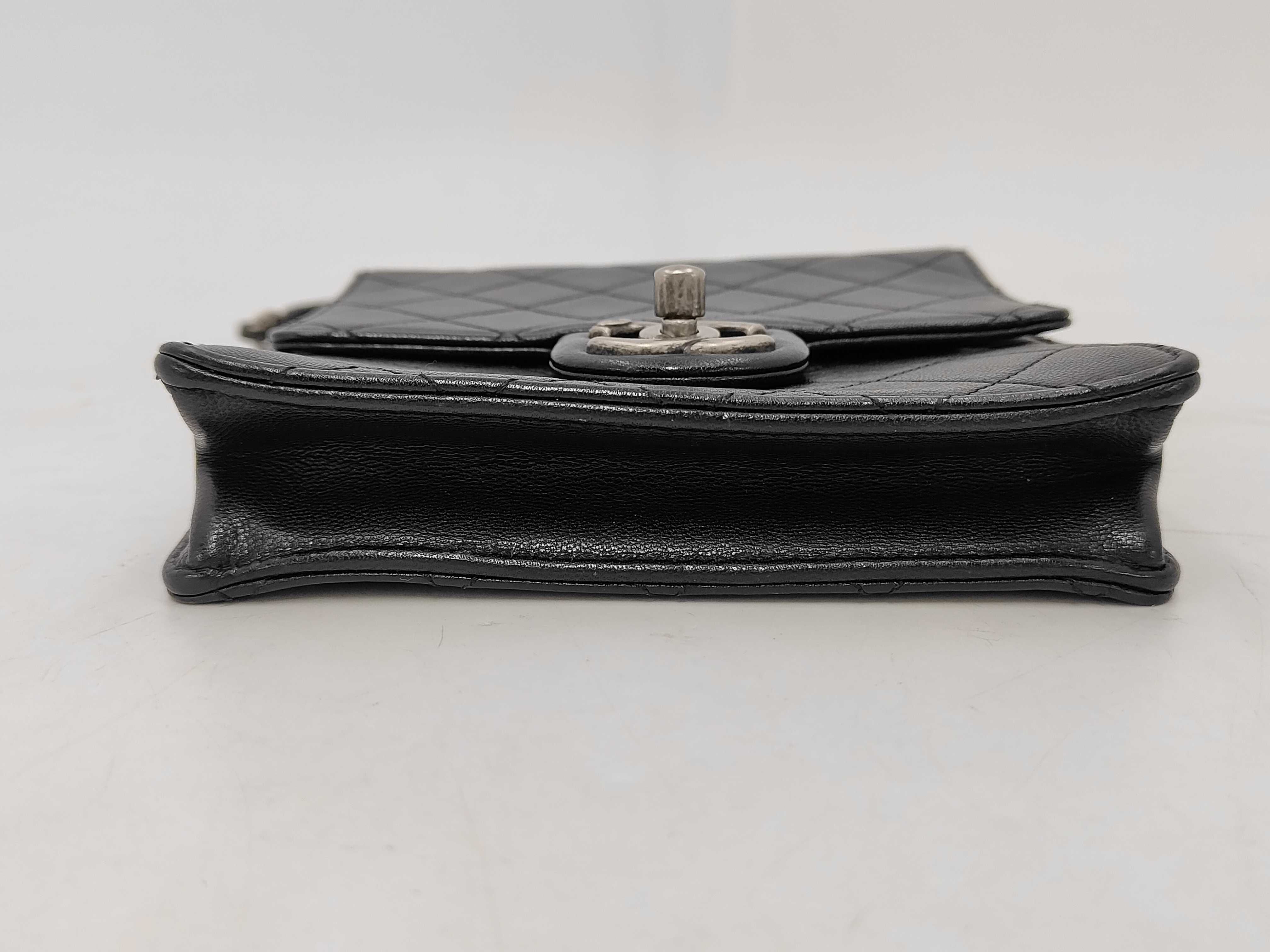 Chic Pearl Matelassé Mini Flap Bag, Black Lambskin, Logo, Beaded Handle, Silver Hardware, Shoulder Bag — view 6