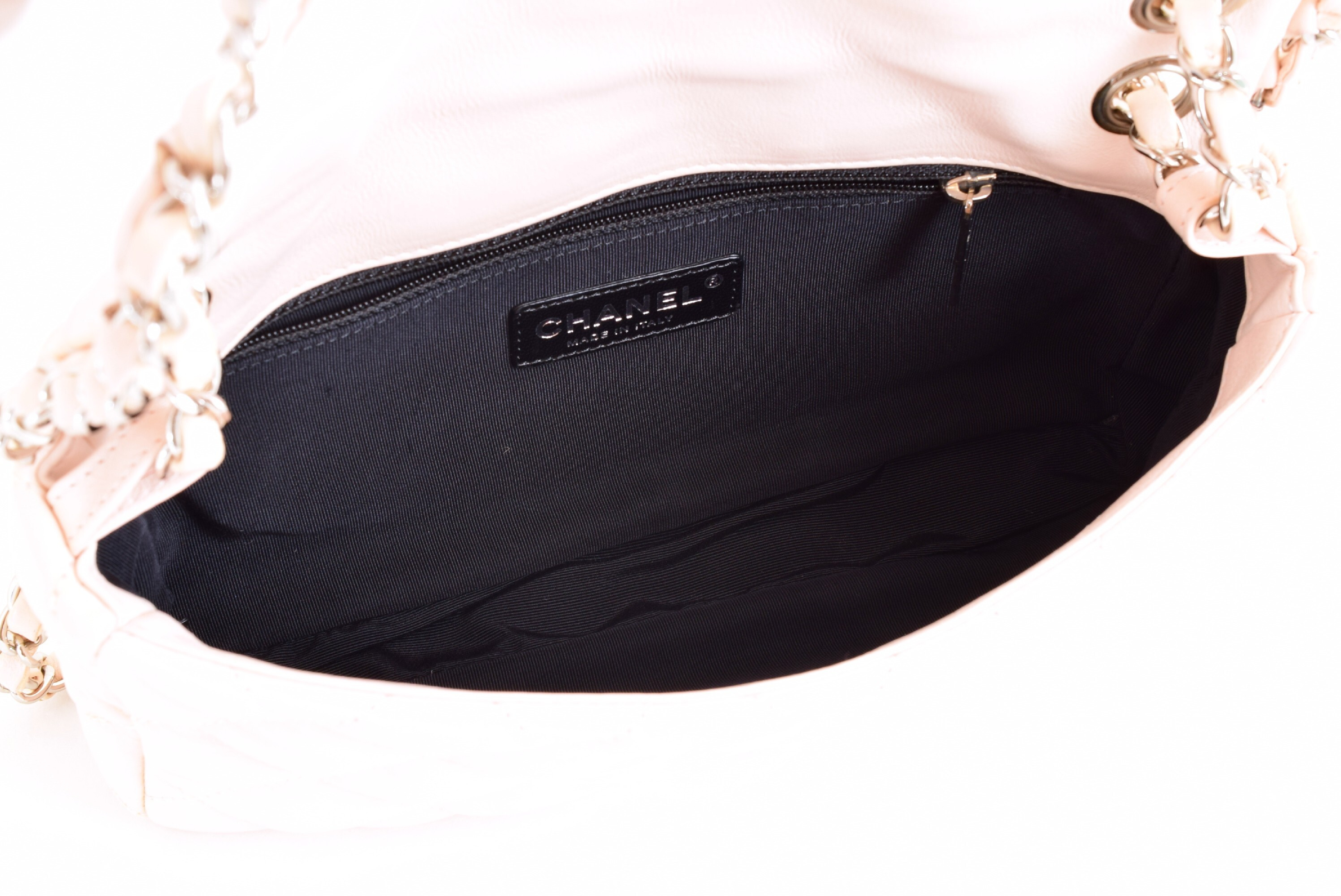 Matelassé Chain Shoulder Bag, Pink, Silver Hardware — view 12