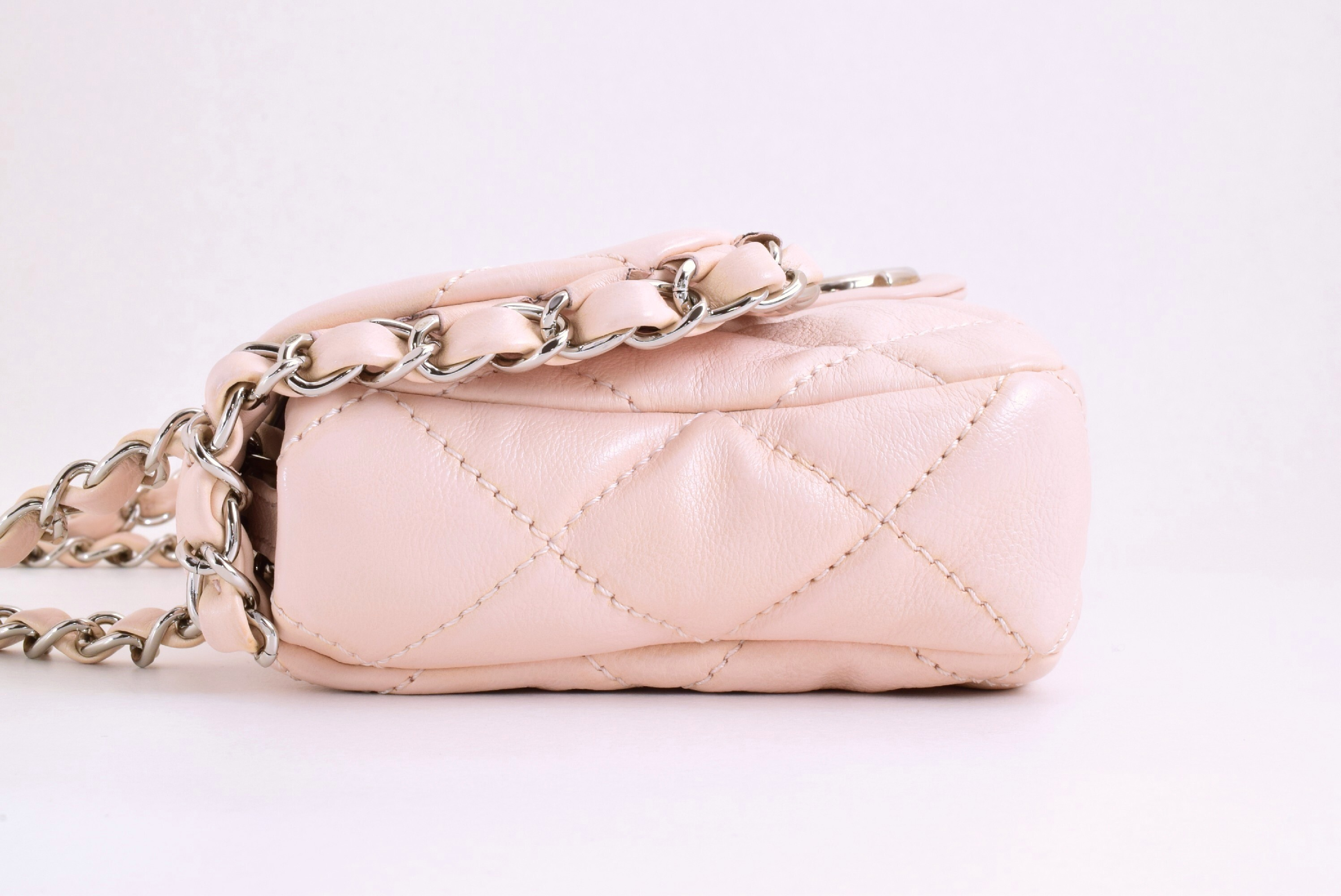 Matelassé Chain Shoulder Bag, Pink, Silver Hardware — view 4