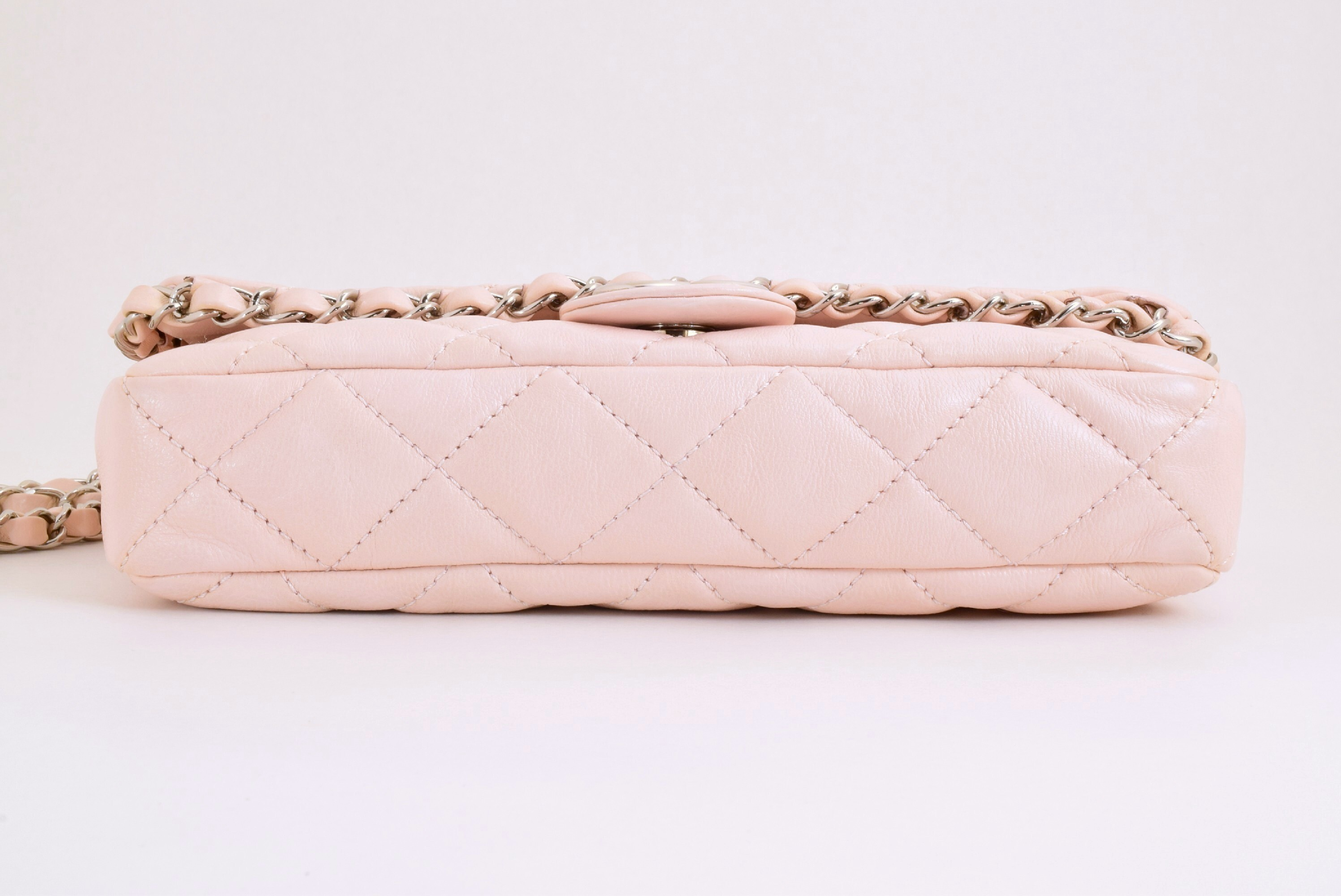 Matelassé Chain Shoulder Bag, Pink, Silver Hardware — view 5