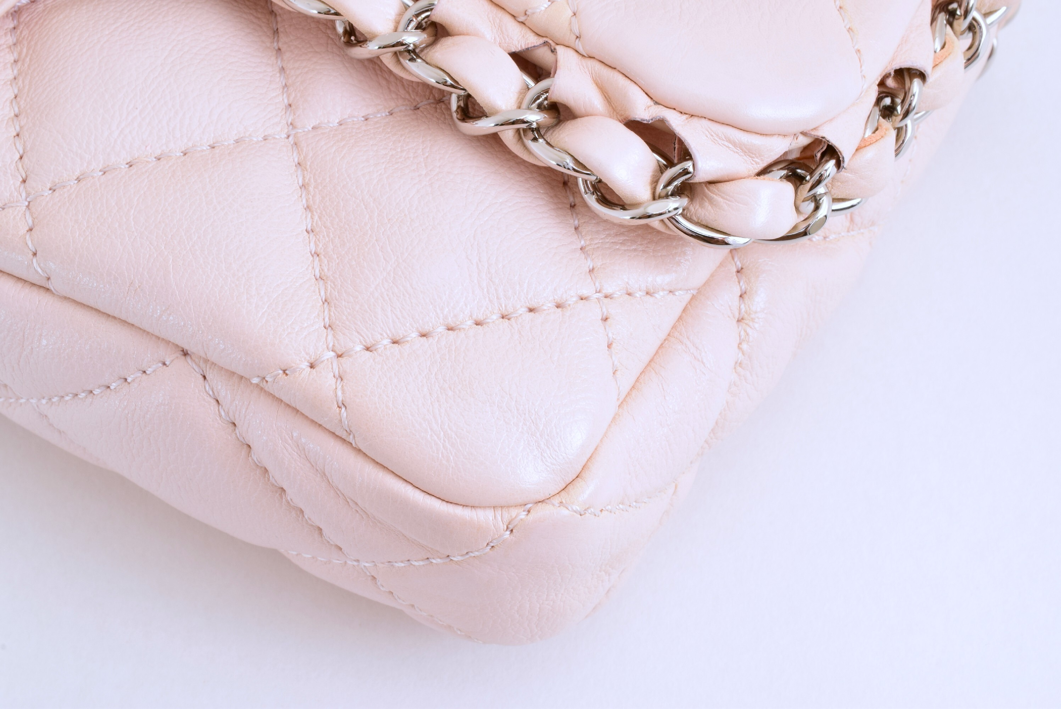 Matelassé Chain Shoulder Bag, Pink, Silver Hardware — view 6