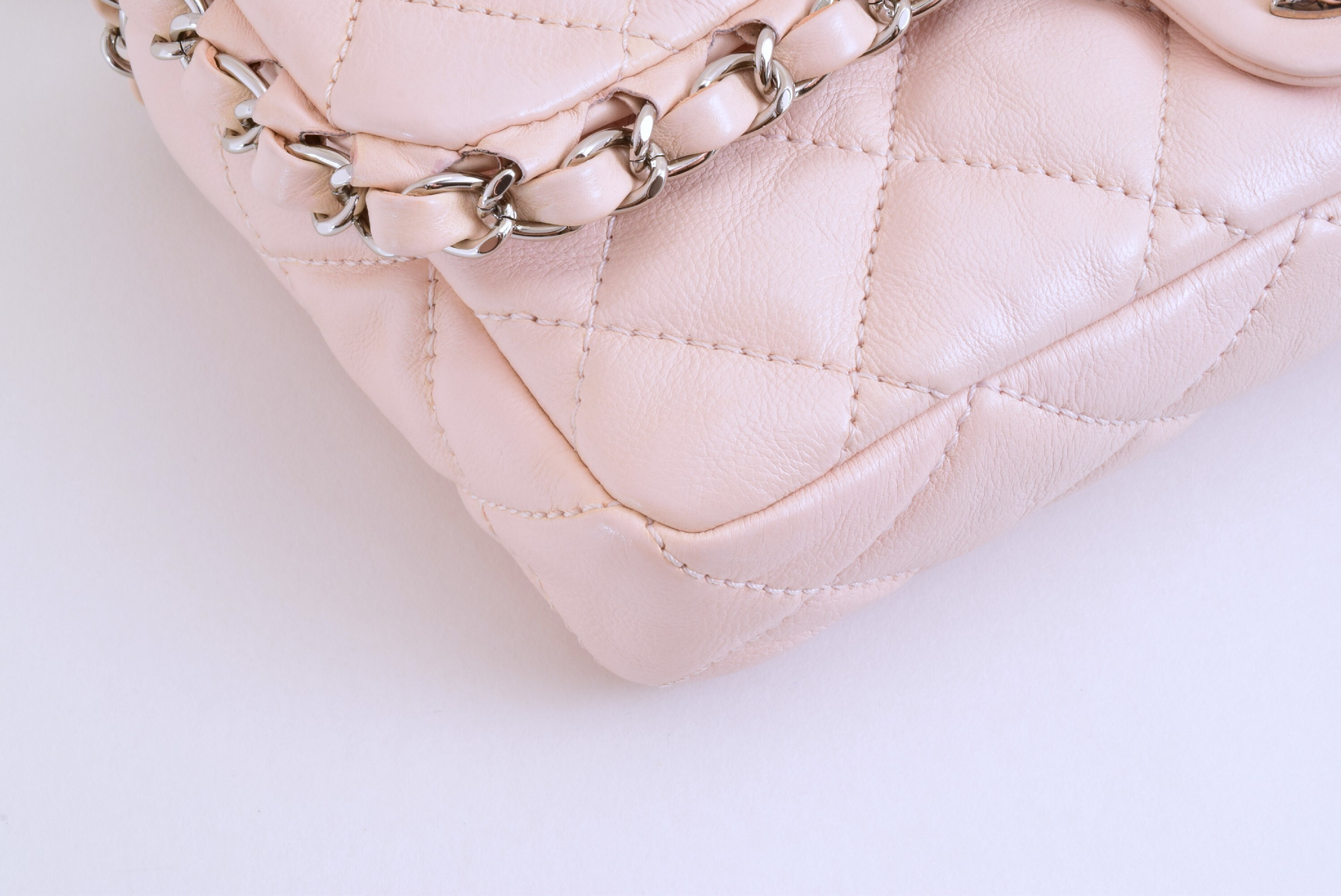 Matelassé Chain Shoulder Bag, Pink, Silver Hardware — view 7