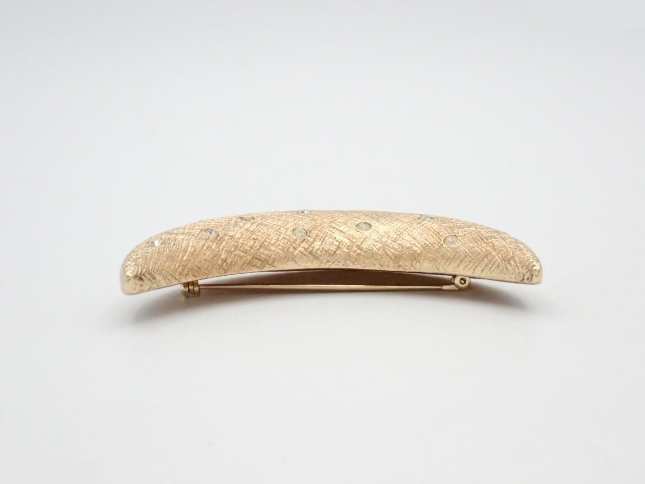 Moon motif rhinestone brooch, gold — view 3