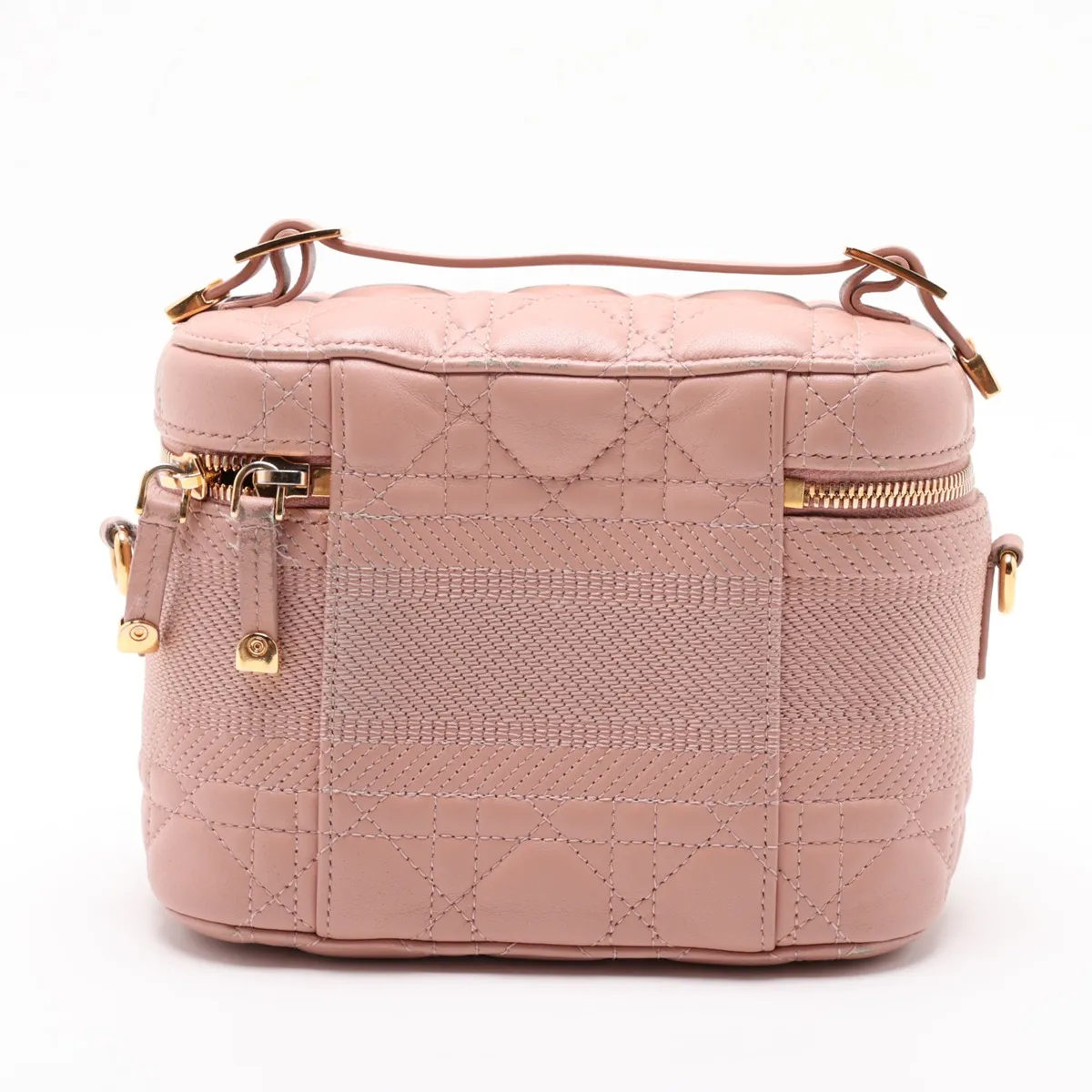 Cannage Leather 2-Way Vanity Bag Pink — view 2
