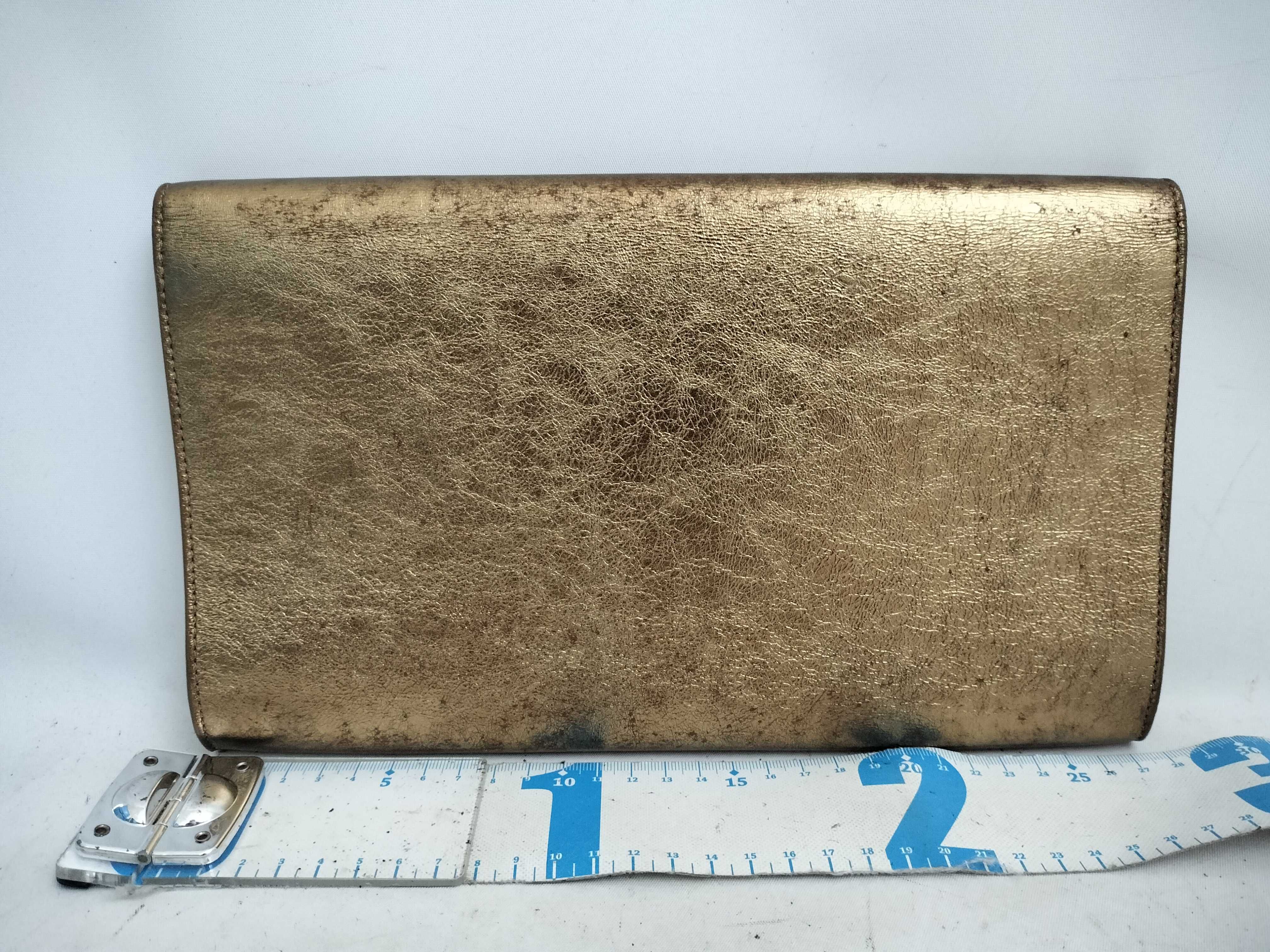 clutch bag, gold leather clutch bag — view 2
