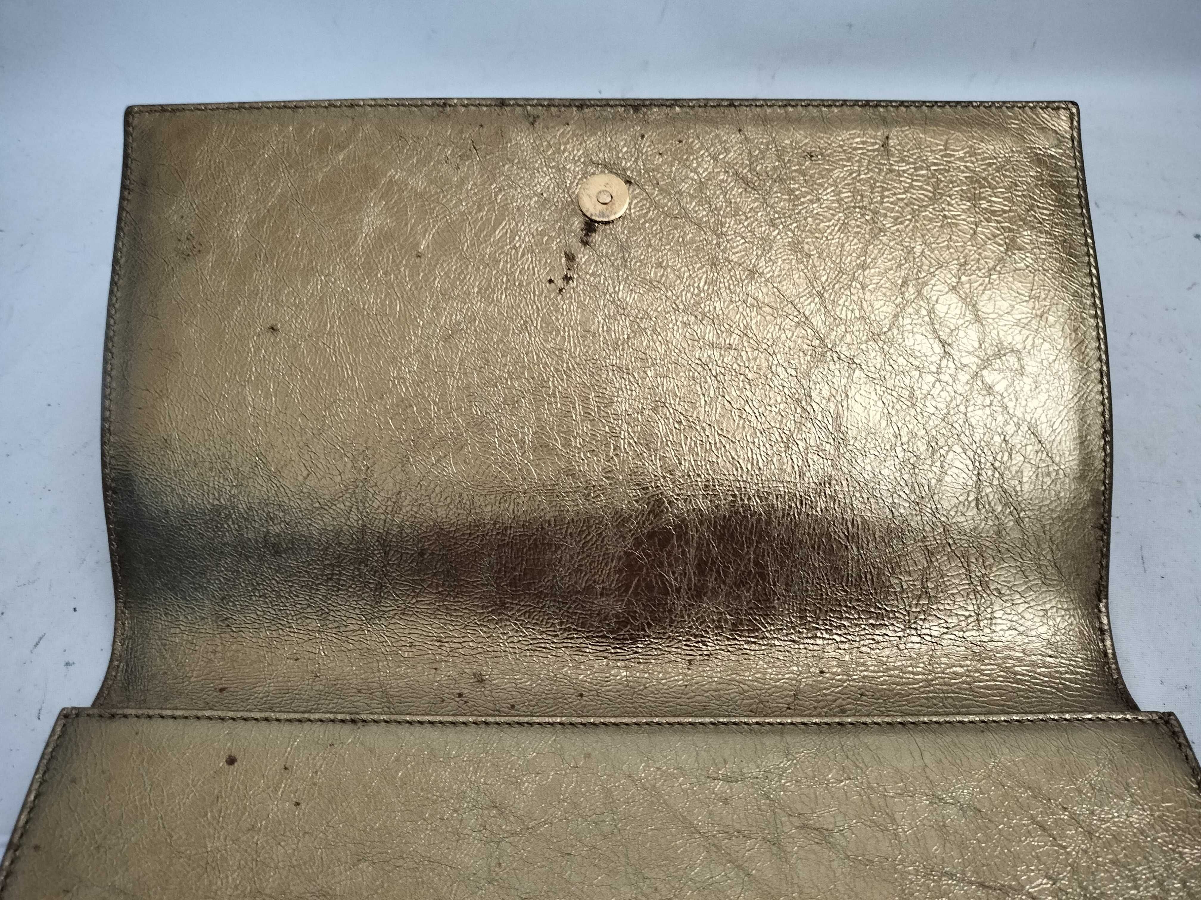 clutch bag, gold leather clutch bag — view 5