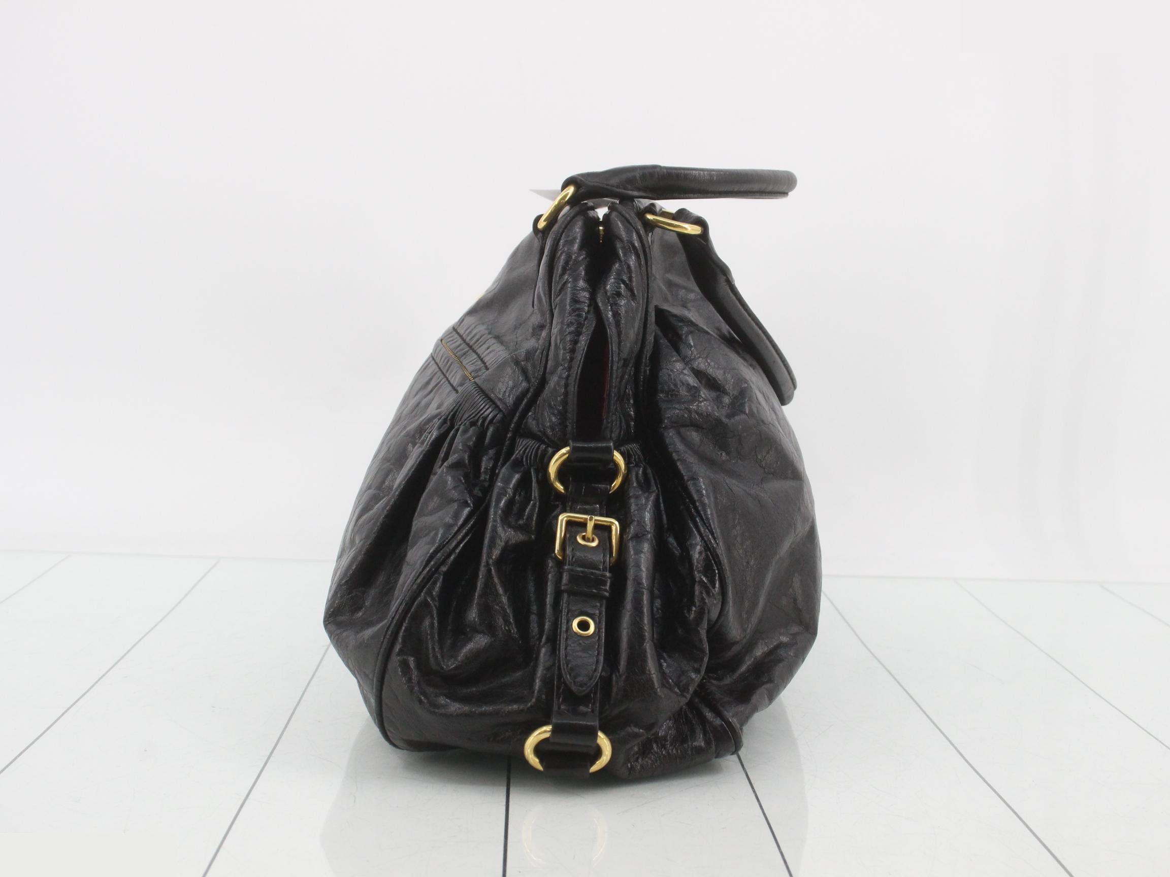 Leather 2-Way Tote Bag with Padlock Charm, Black — view 3