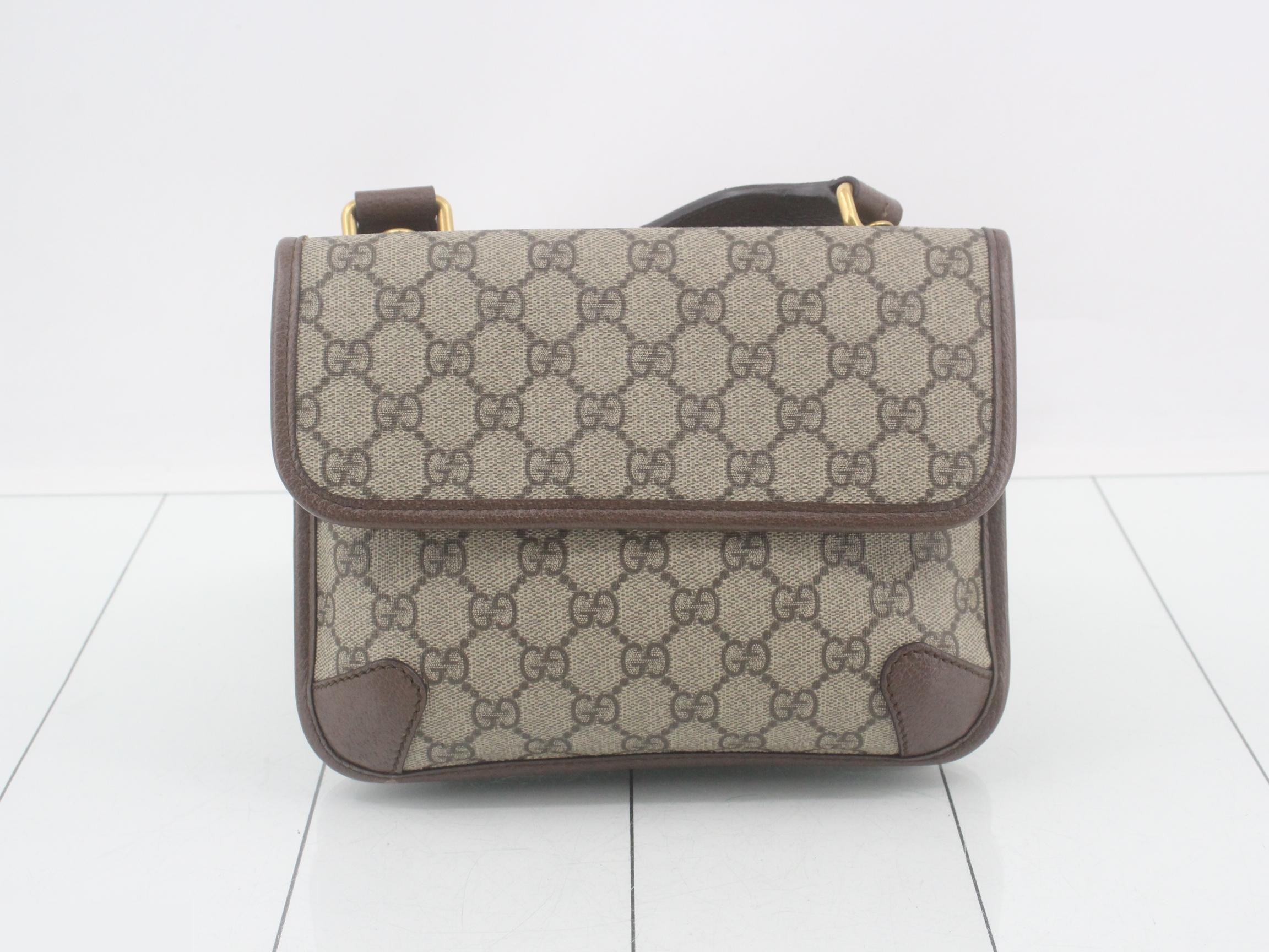 GG Supreme Shoulder Bag, PVC/Leather, Brown — view 2
