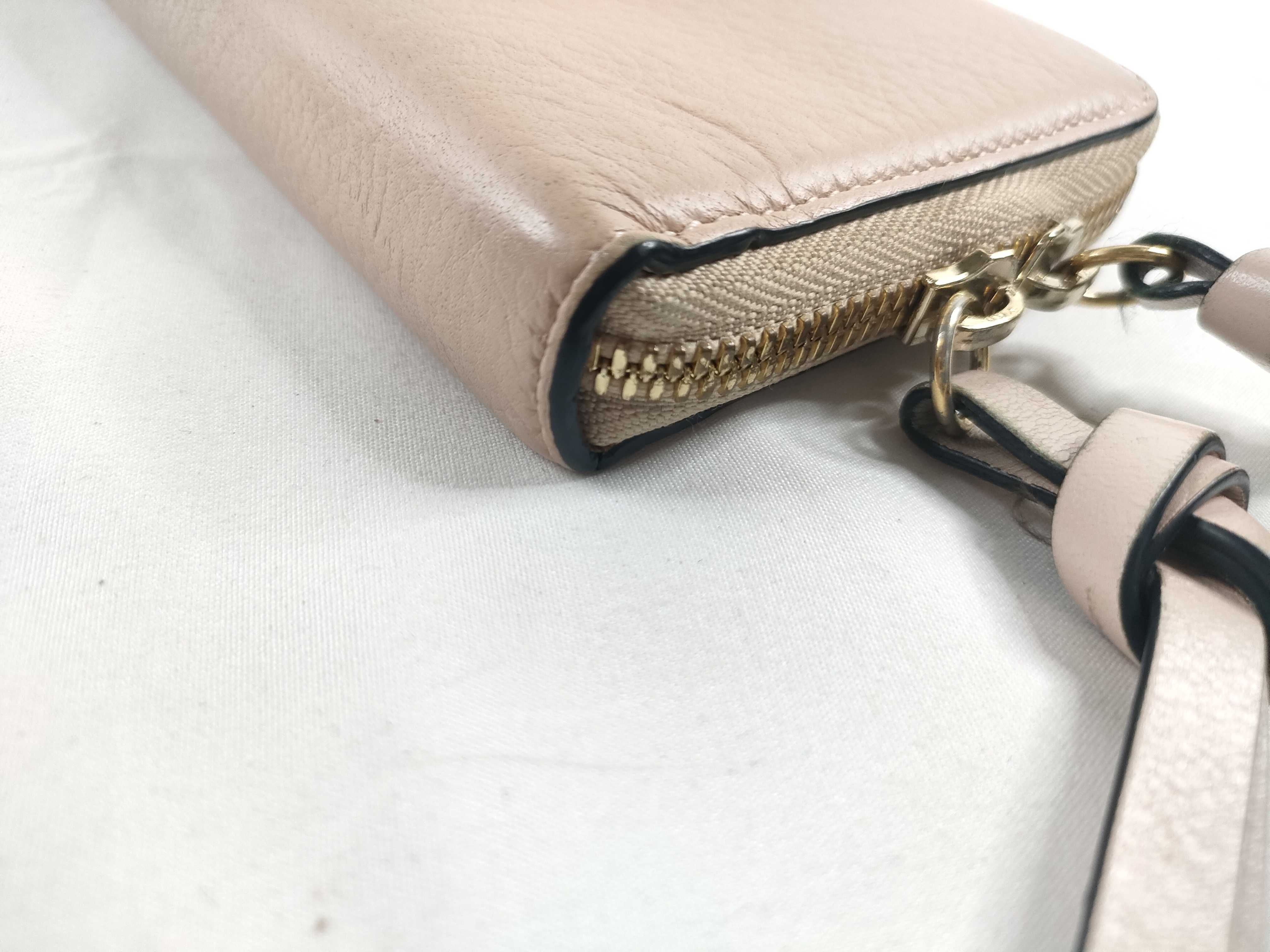 leather round zipper long wallet — view 3