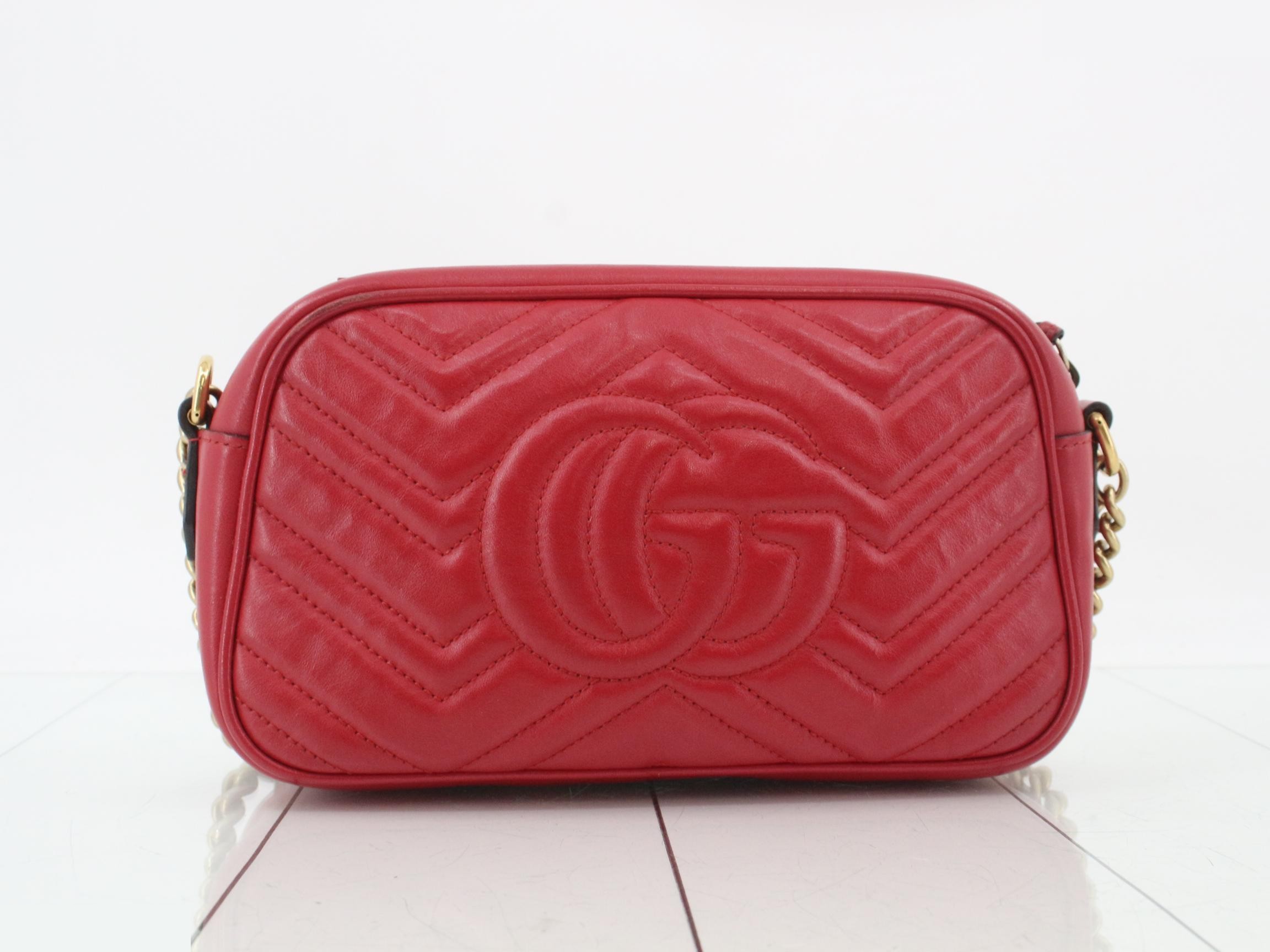 GG Marmont Leather Shoulder Bag, Red — view 2