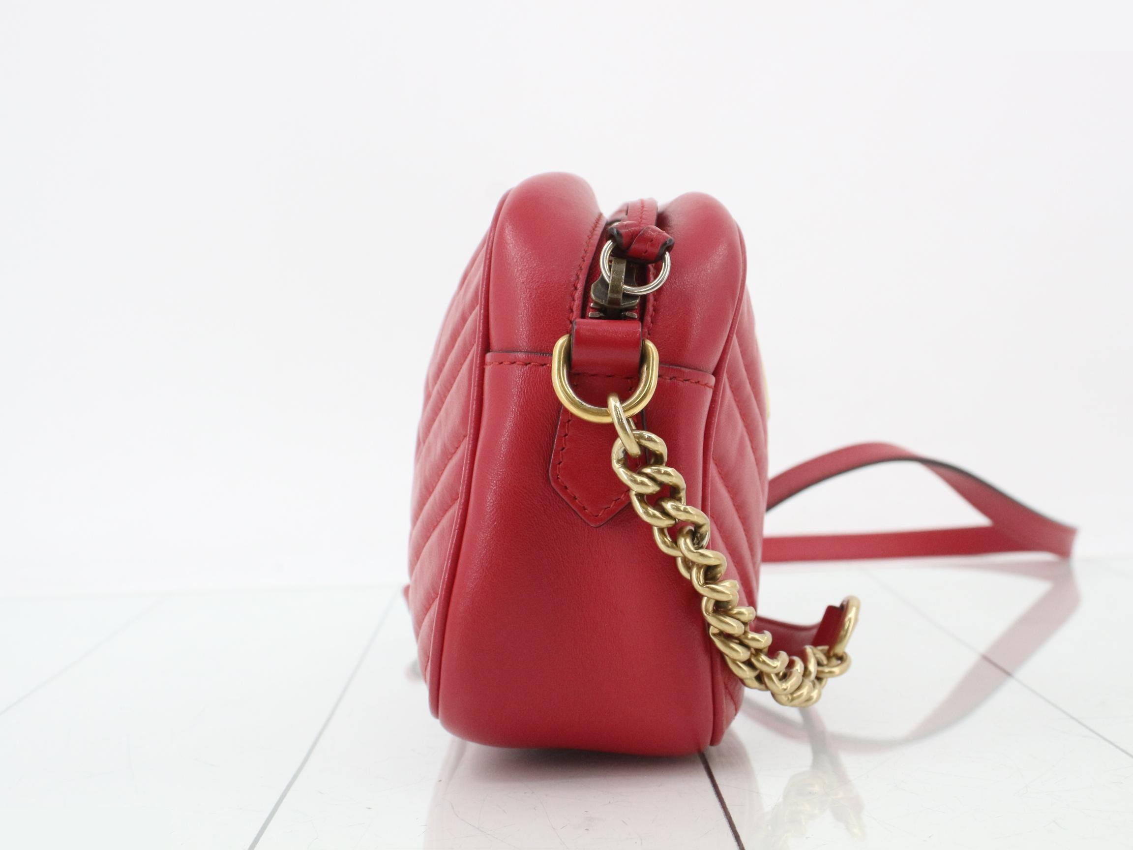 GG Marmont Leather Shoulder Bag, Red — view 4