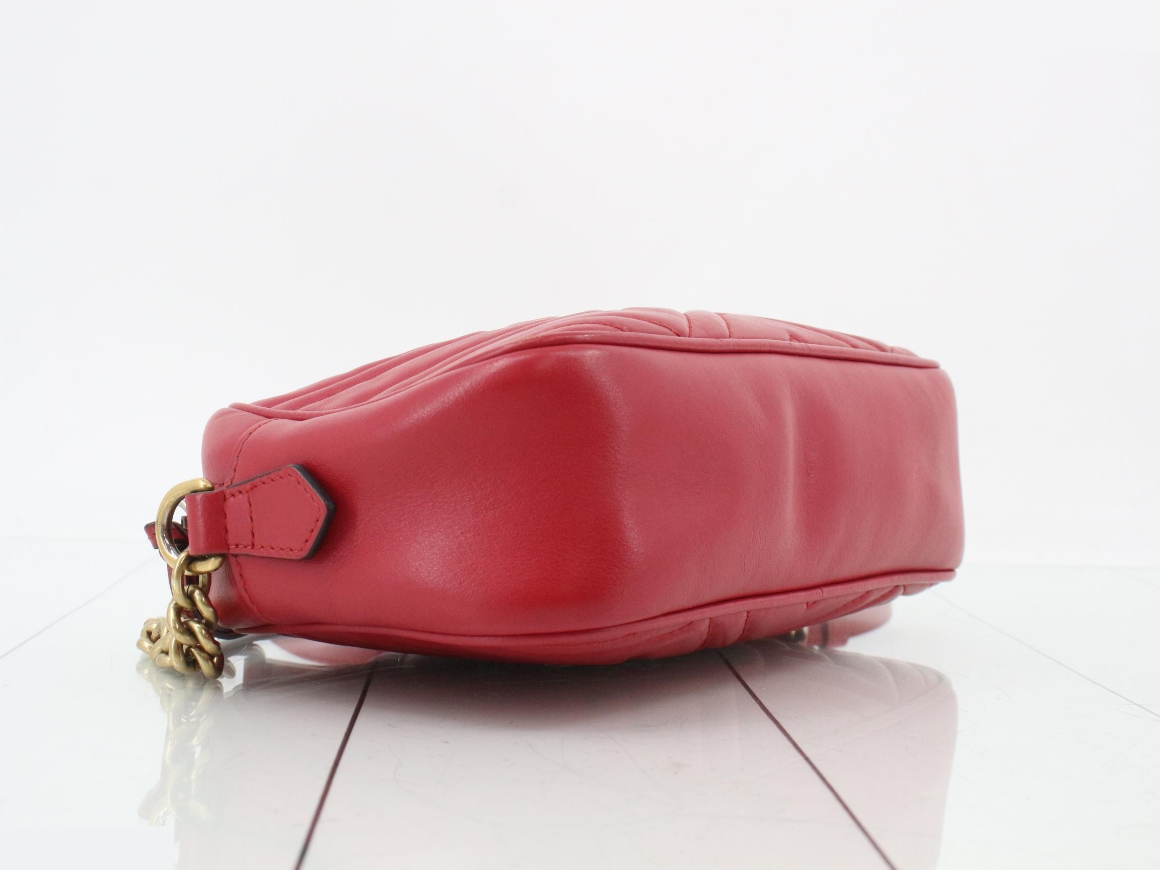 GG Marmont Leather Shoulder Bag, Red — view 5