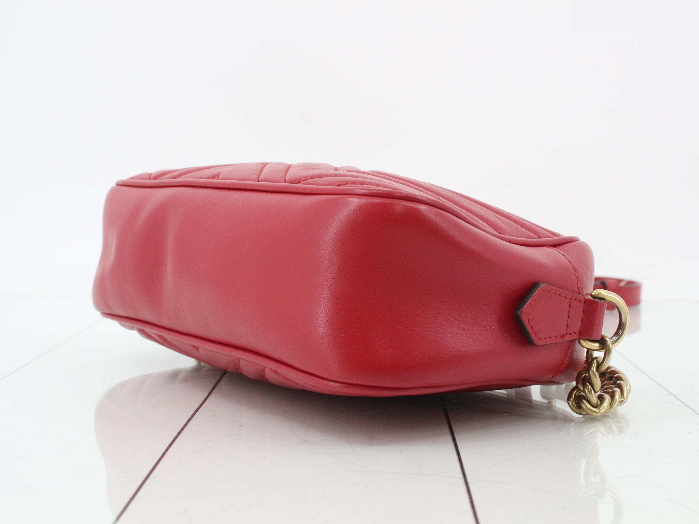 GG Marmont Leather Shoulder Bag, Red — view 6