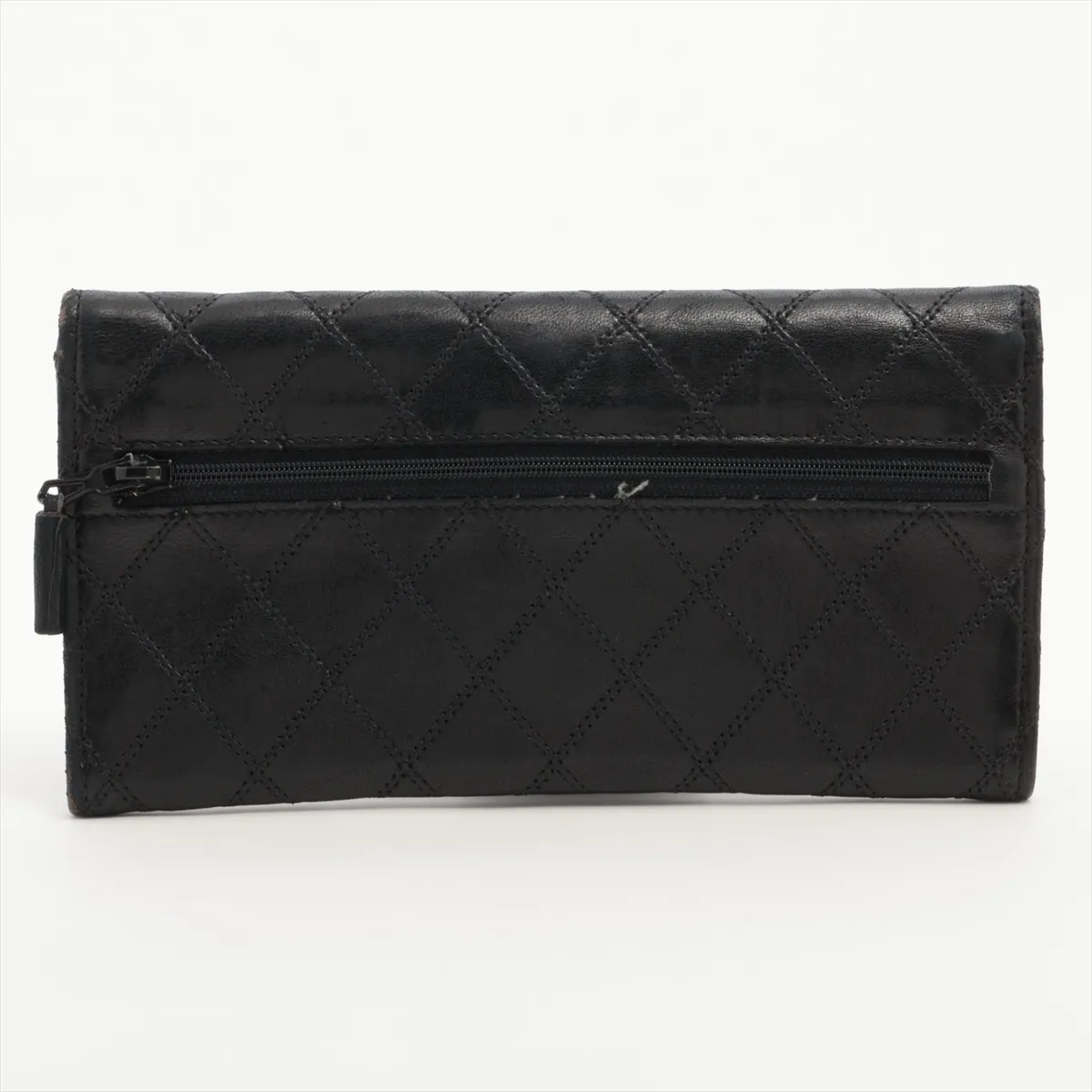 Bicolore Leather Long Wallet, Black with Gold Hardware, Serial Sticker — view 2