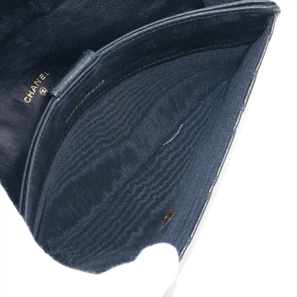 Bicolore Leather Long Wallet, Black with Gold Hardware, Serial Sticker — view 5