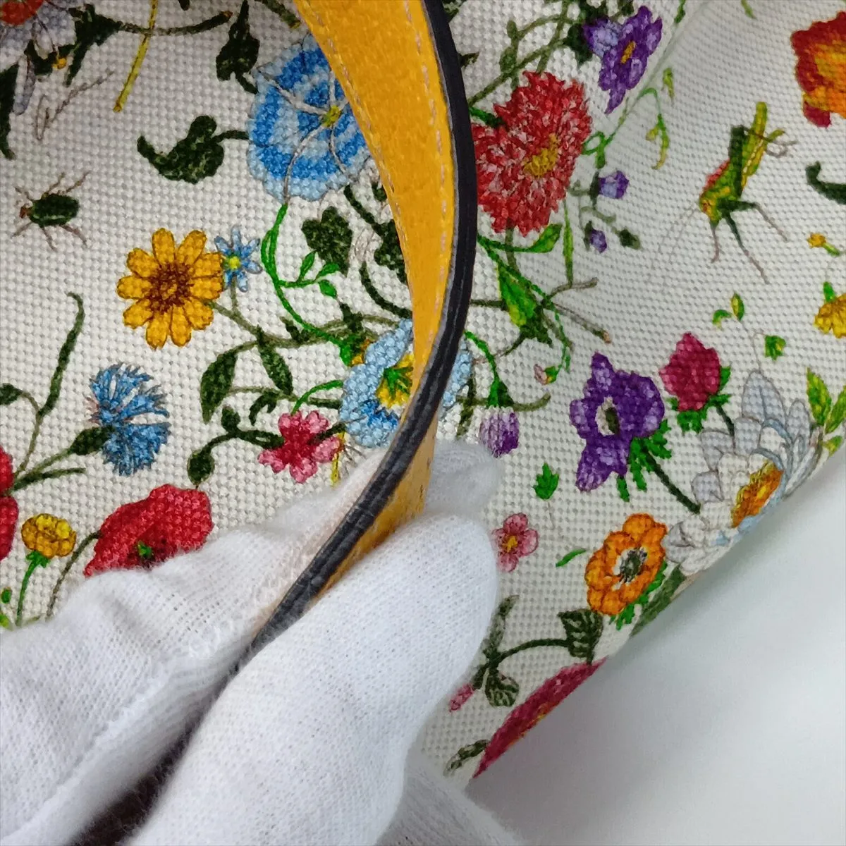 GG Flora Canvas x Leather Tote Bag, Multicolor, Outlet — view 12