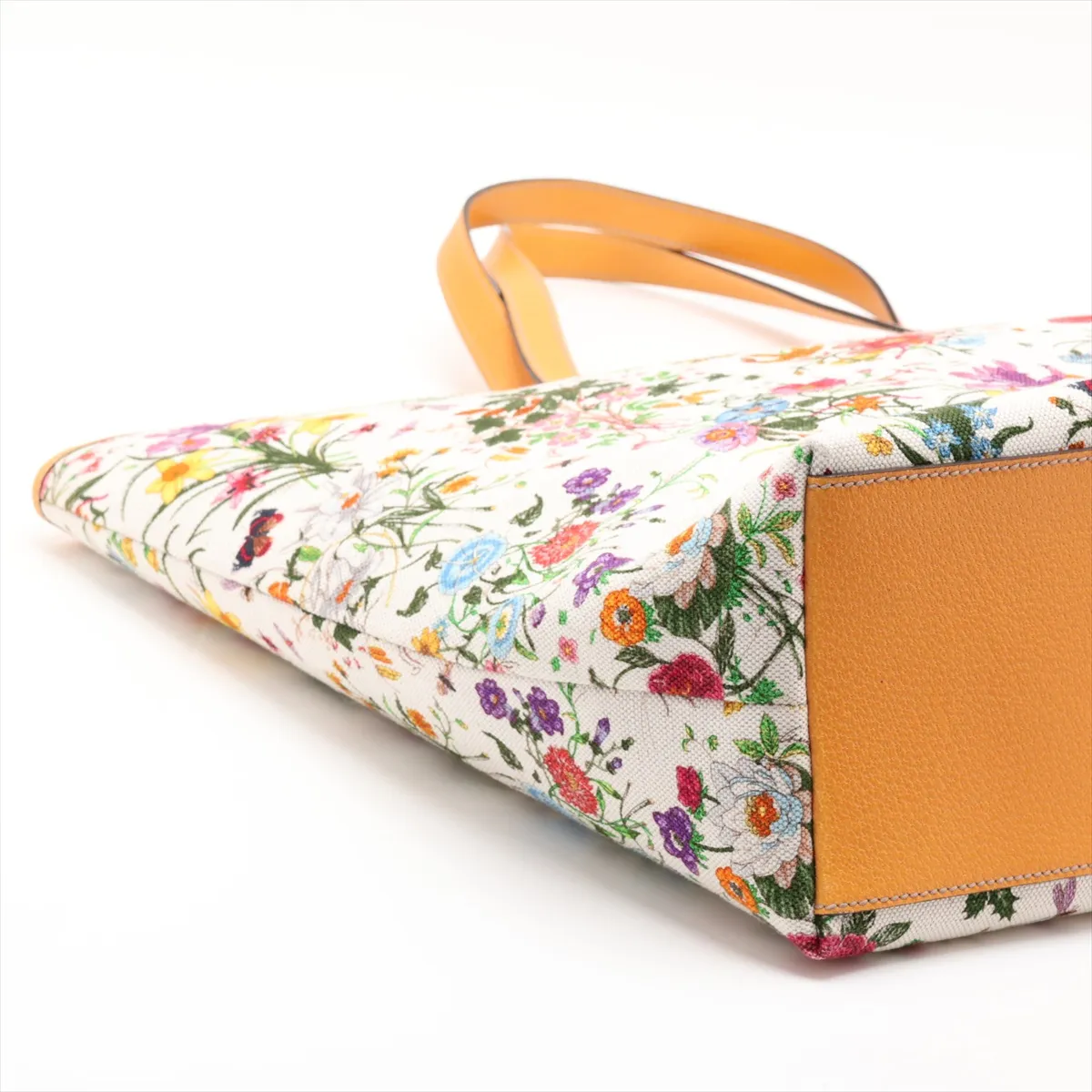 GG Flora Canvas x Leather Tote Bag, Multicolor, Outlet — view 4