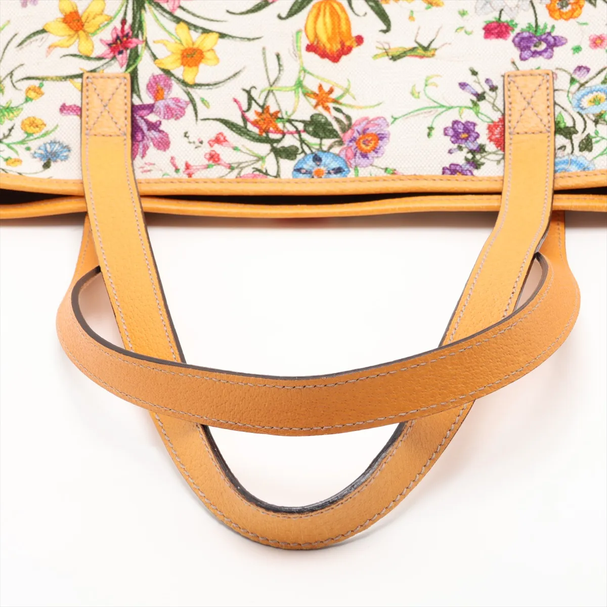 GG Flora Canvas x Leather Tote Bag, Multicolor, Outlet — view 5