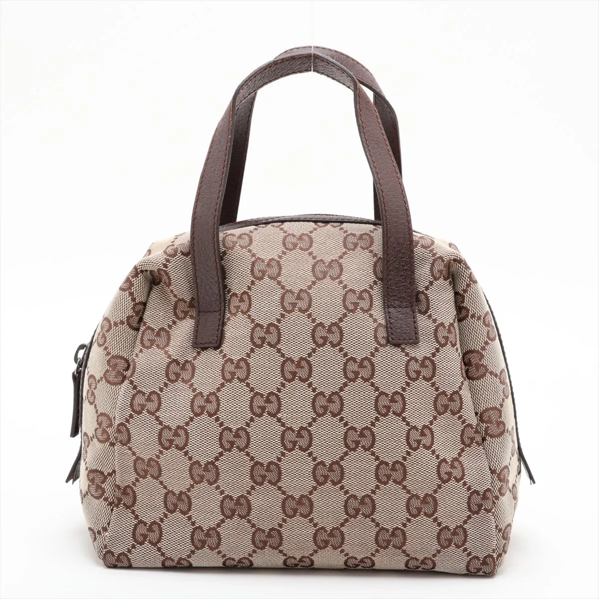 GG Canvas x Leather Handbag Brown 124542