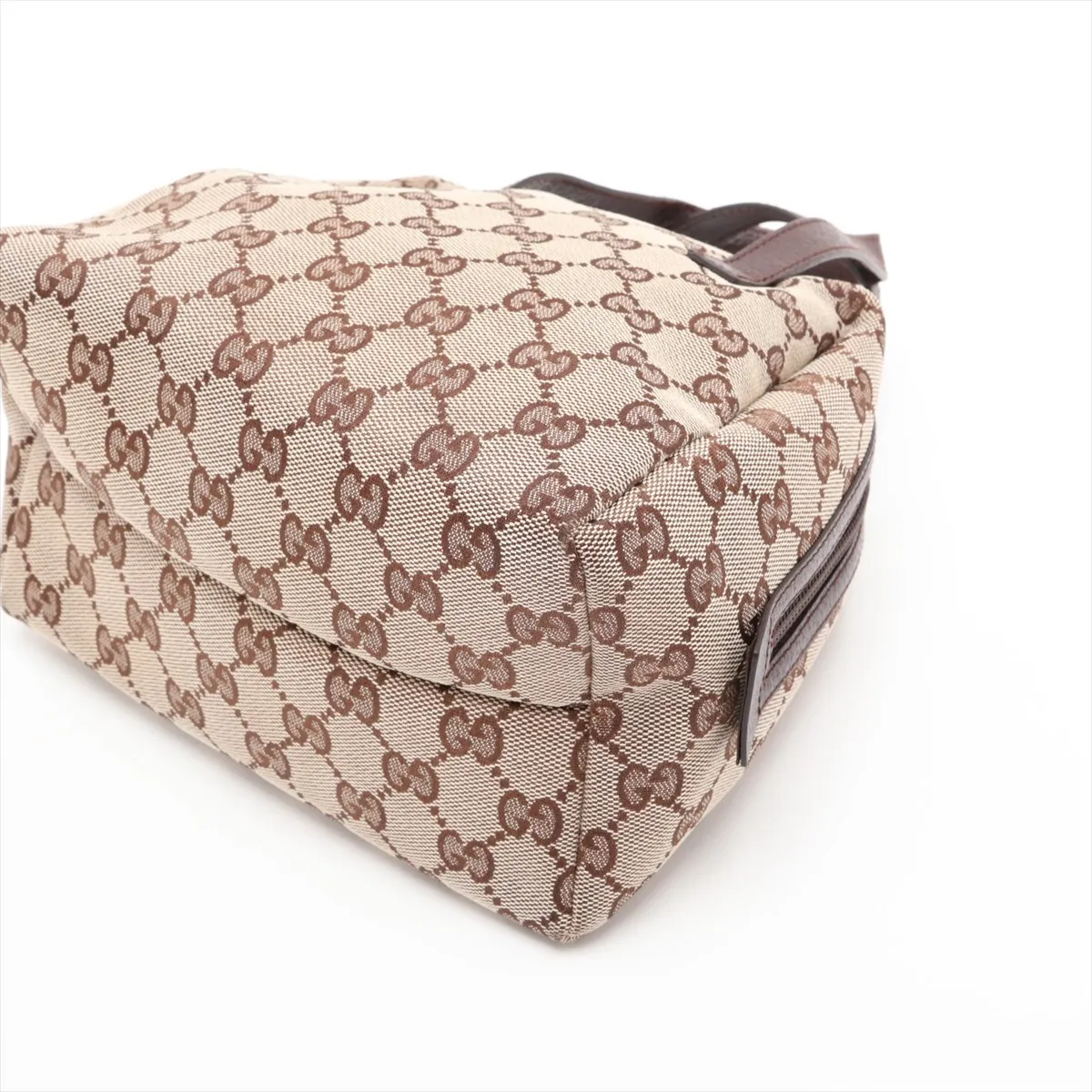 GG Canvas x Leather Handbag Brown 124542 — view 3