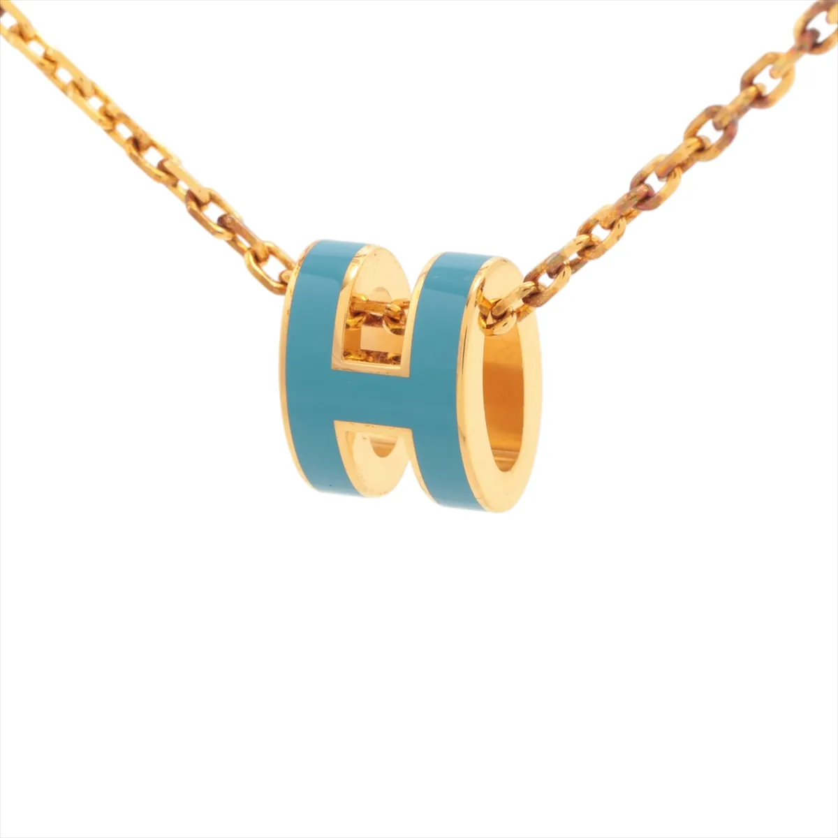 Mini Pop H Necklace GP Gold x Blue