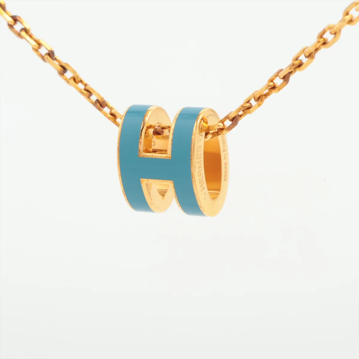 Mini Pop H Necklace GP Gold x Blue — view 2