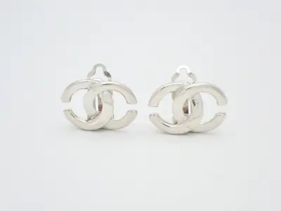 earrings, model 01P, Coco Mark, silver, 2cm wide.