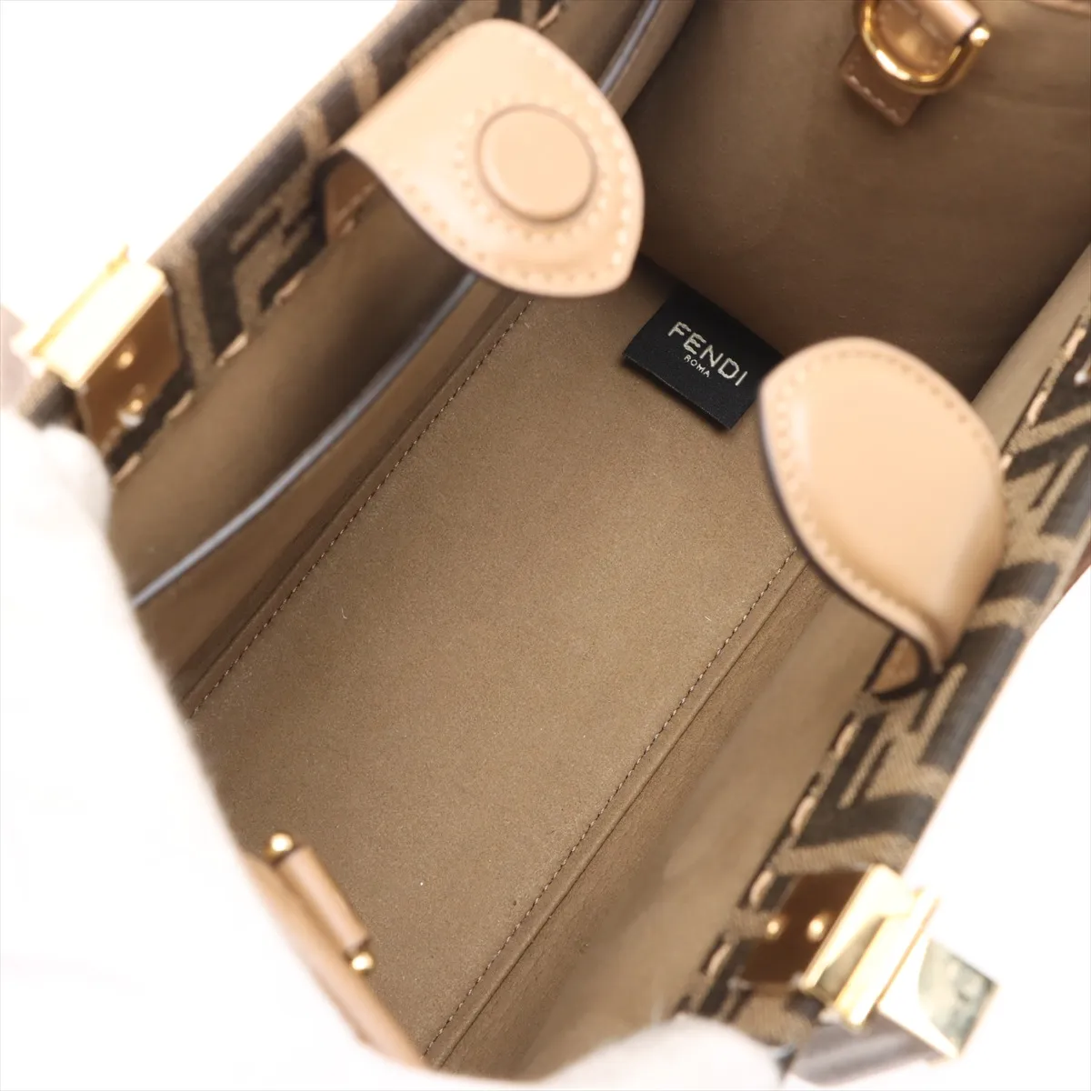 Zucca Sunshine Small Canvas x Leather 2-Way Handbag, Brown 8BH394 — view 7