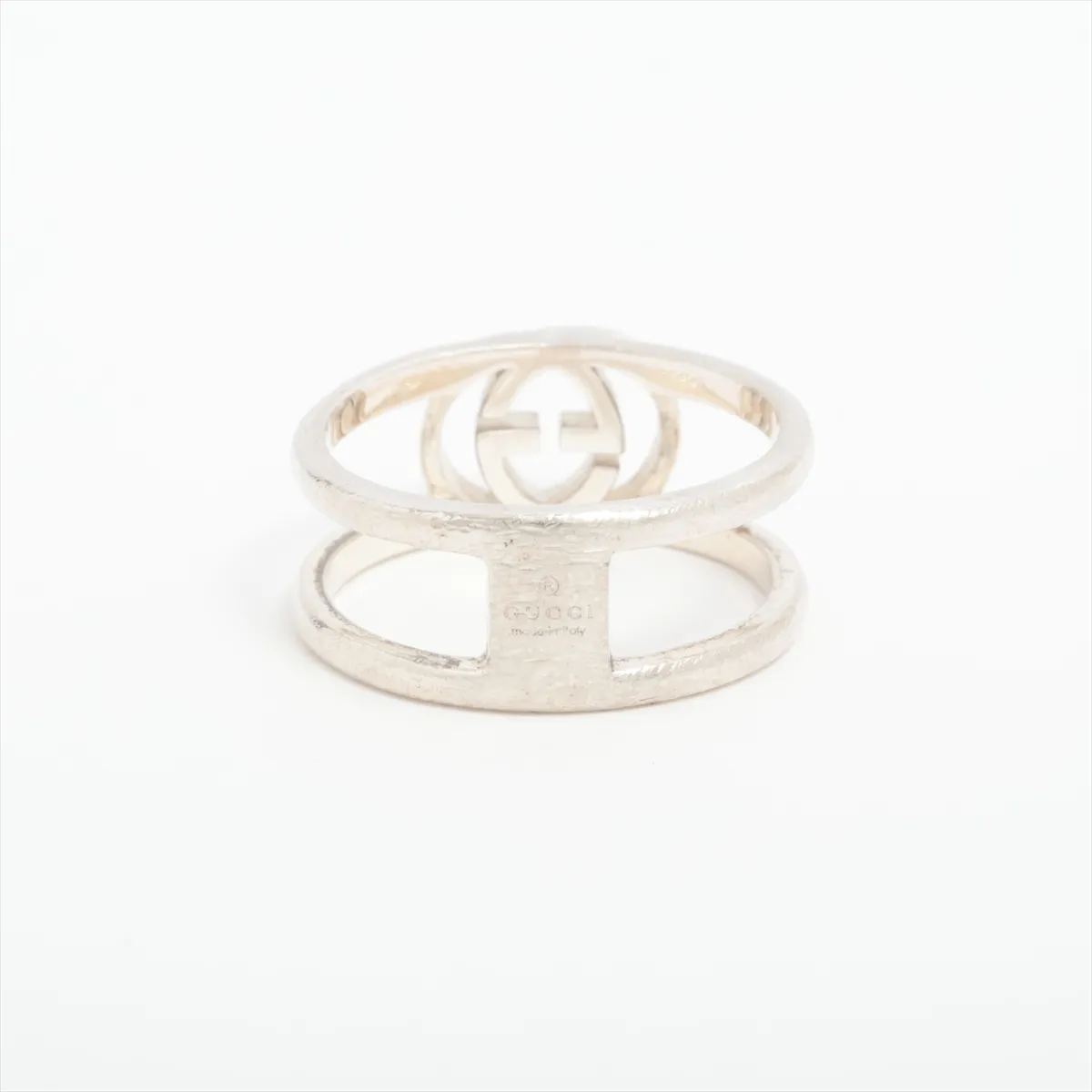 Interlocking G Ring, Size 20, 925 Sterling Silver, 5.2g. Shows signs of wear including dents, — view 2