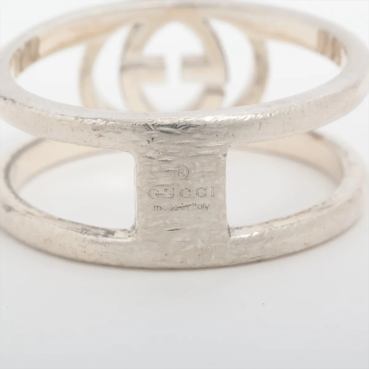 Interlocking G Ring, Size 20, 925 Sterling Silver, 5.2g. Shows signs of wear including dents, — view 3