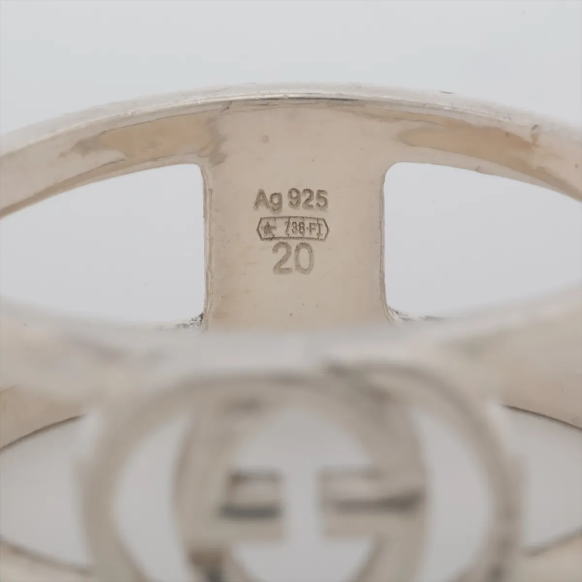 Interlocking G Ring, Size 20, 925 Sterling Silver, 5.2g. Shows signs of wear including dents, — view 4